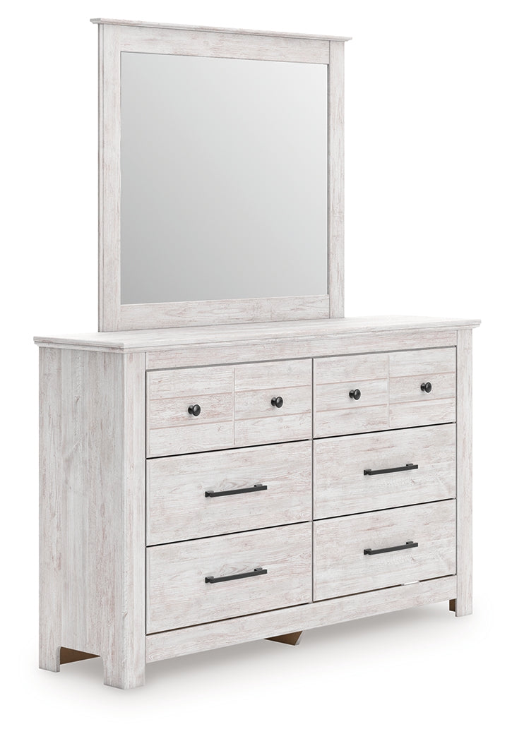 Prime Furniture - Ashley Furniture - Makidern Bedroom - Dresser and Mirror / Whitewash - PCB1171B1