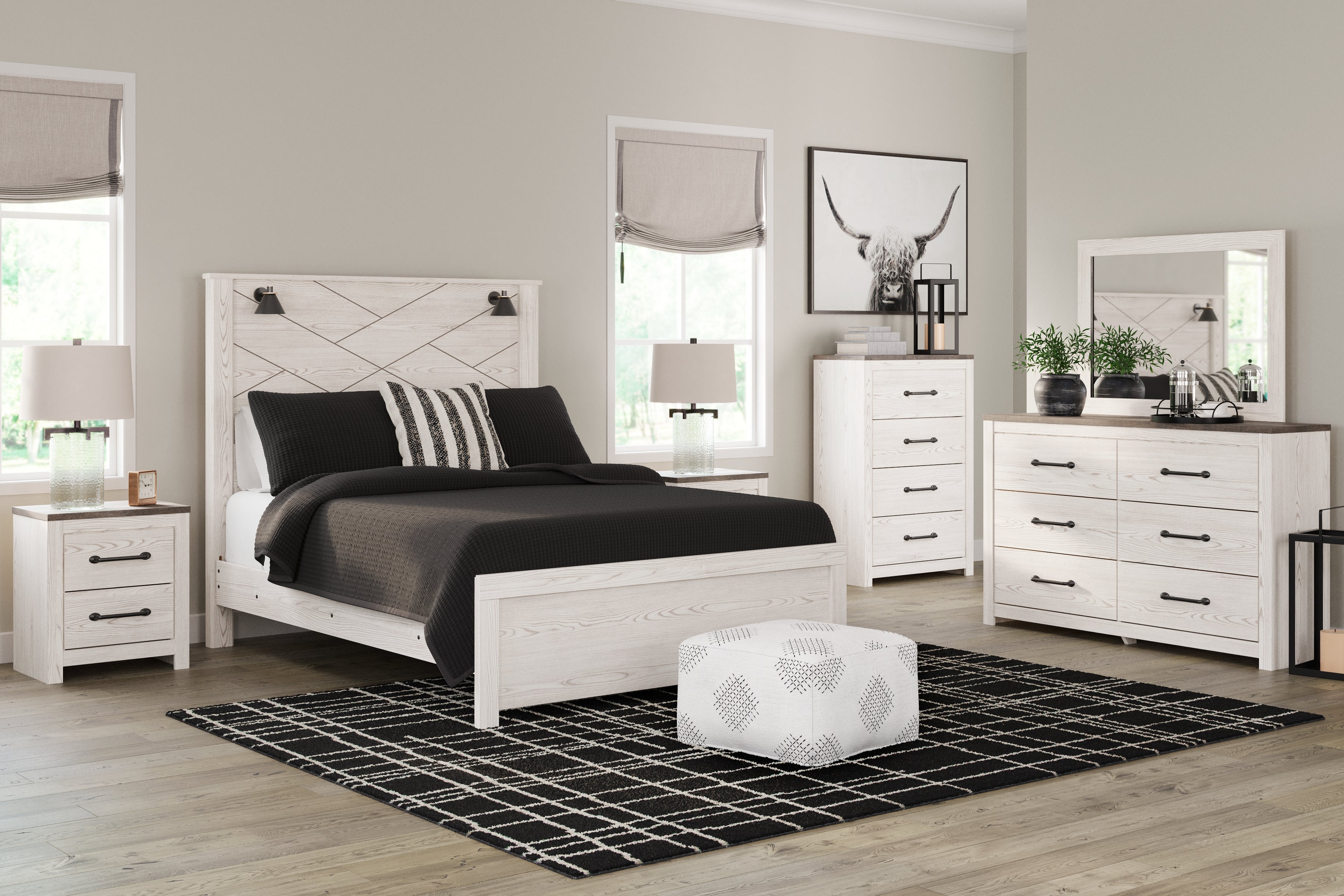 Prime Furniture - Ashley Furniture - Gerridan Bedroom - Dresser and Mirror / White/Gray - B1190B1