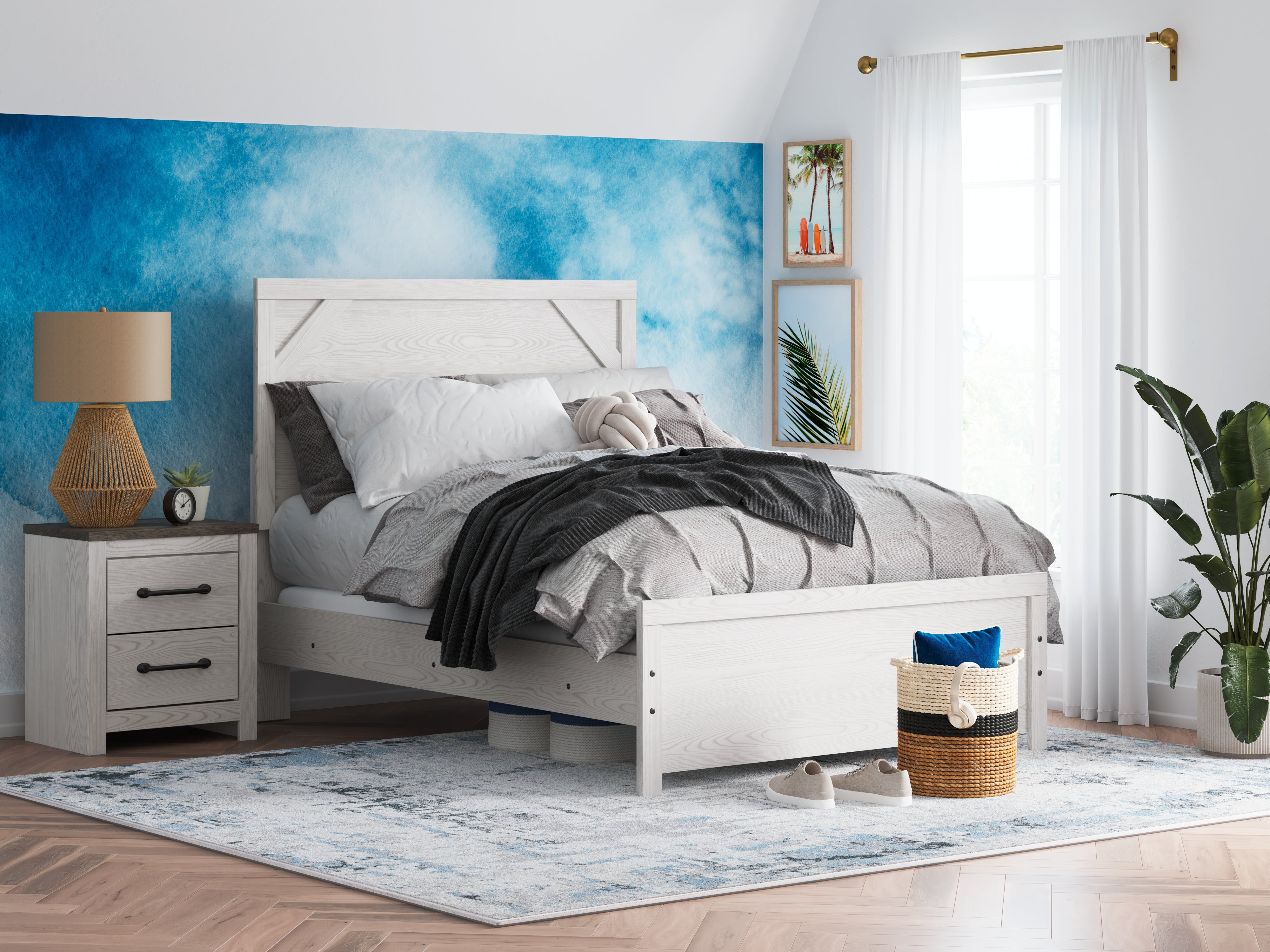 Prime Furniture - Ashley Furniture - Gerridan Bedroom - Full Panel Bed / White/Gray - B1190B4