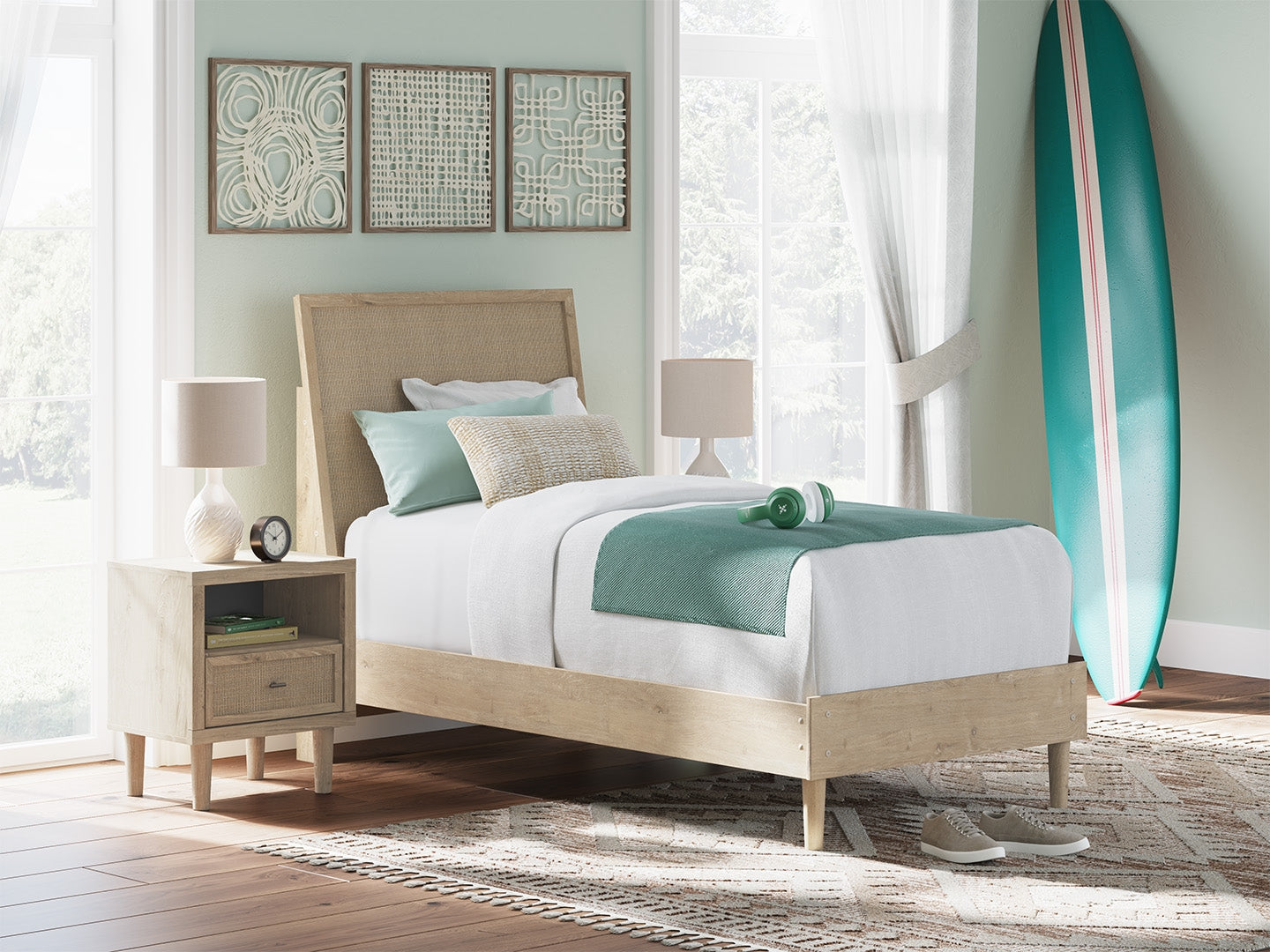 Prime Furniture - Ashley Furniture - Cielden Bedroom - Twin Panel Bed / Two-tone - B1199B18