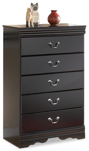 Prime Furniture - Ashley Furniture - Huey Vineyard Bedroom - Five Drawer Chest / Black - B128-46