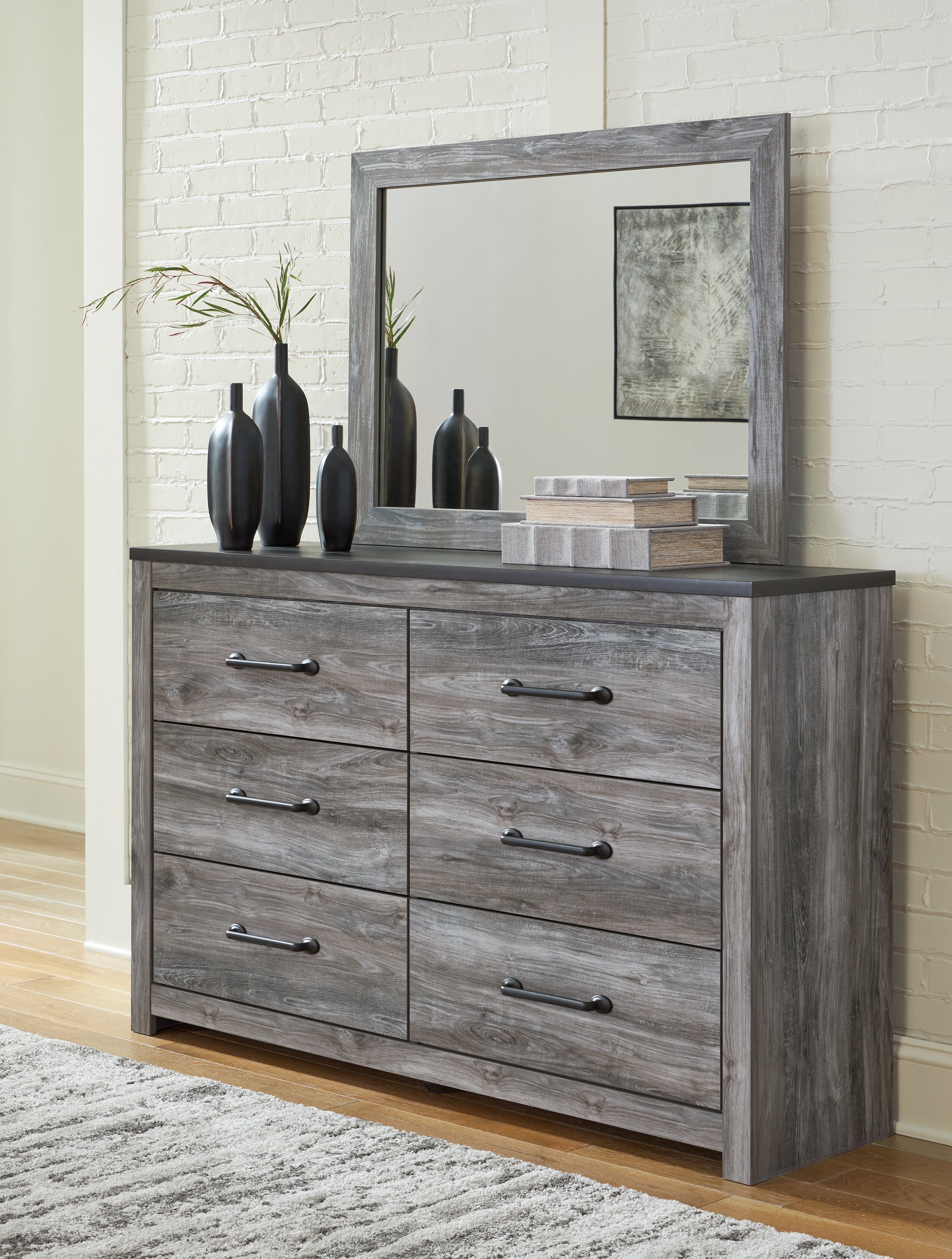 Prime Furniture - Ashley Furniture - Bronyan Bedroom - Dresser and Mirror / Dark Gray - B1290B1