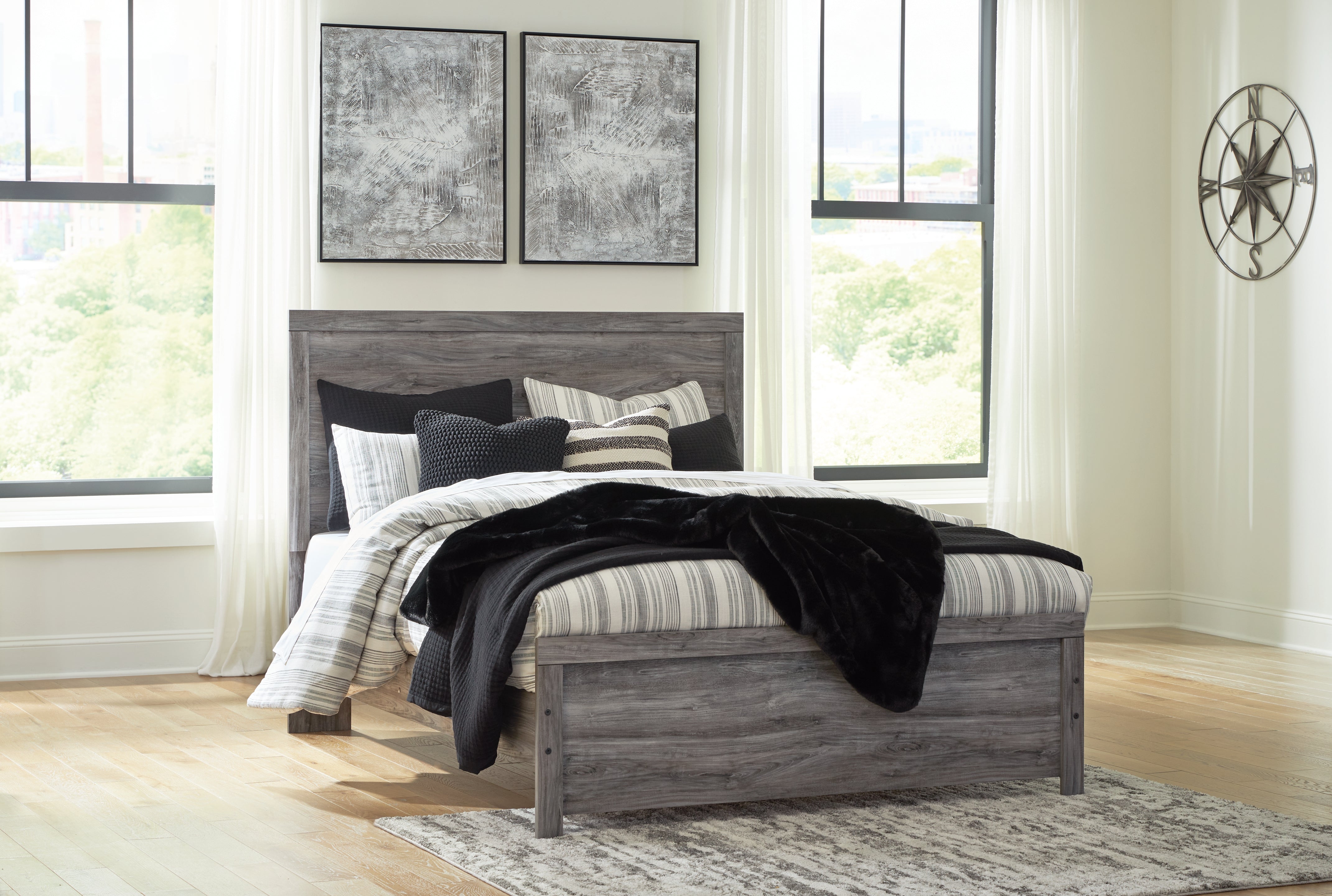 Prime Furniture - Ashley Furniture - Bronyan Bedroom - Queen Panel Bed / Dark Gray - B1290B2