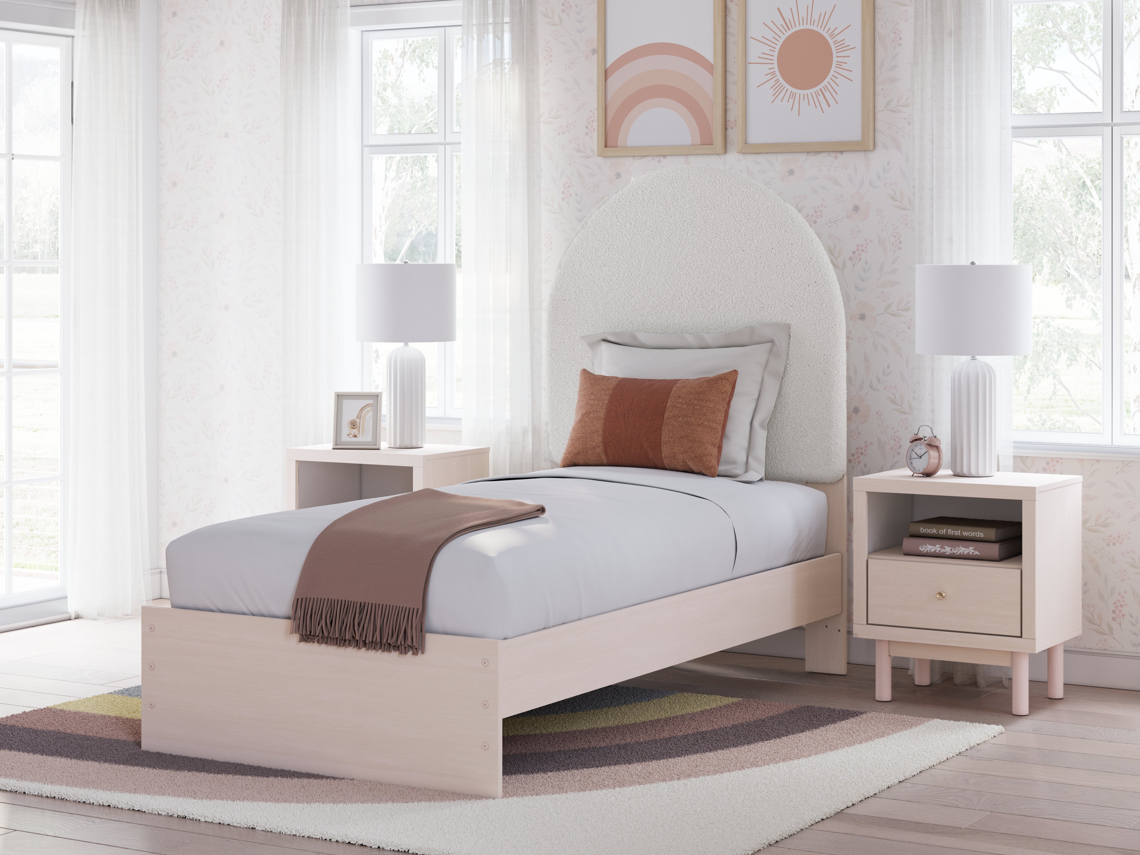 Prime Furniture - Ashley Furniture - Wistenpine Bedroom - Full Upholstered Panel Bed with Storage / Blush - B1323B15