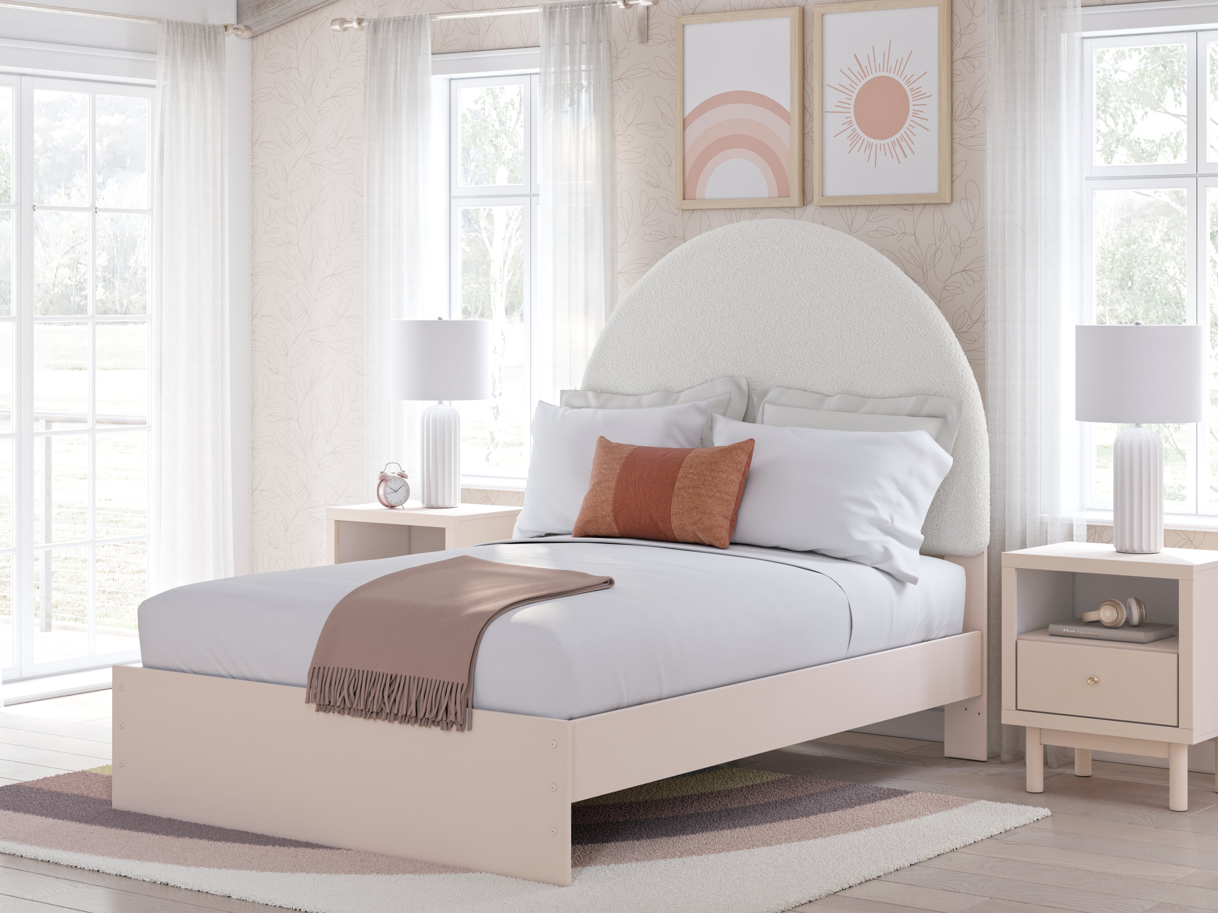Prime Furniture - Ashley Furniture - Wistenpine Bedroom - Full Upholstered Panel Bed / Blush - B1323B9