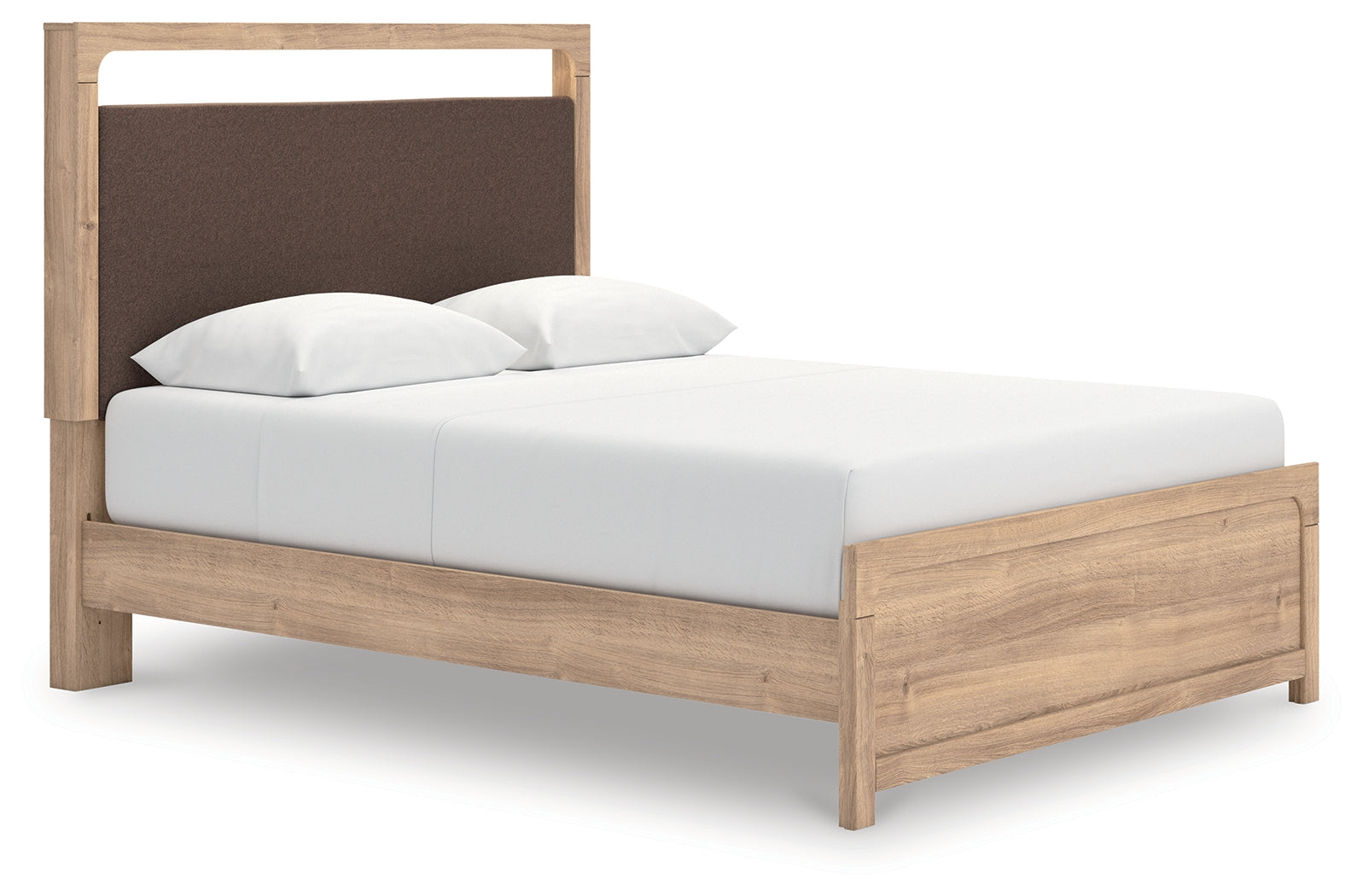 Prime Furniture - Ashley Furniture - Kinlanni Bedroom - Queen Upholstered Platform Bed / Tan - PCB1360B10