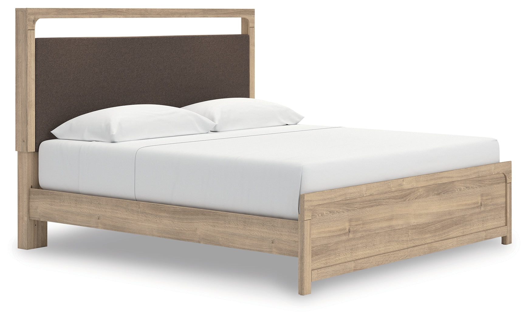 Prime Furniture - Ashley Furniture - Kinlanni Bedroom - King Upholstered Platform Bed / Tan - PCB1360B16