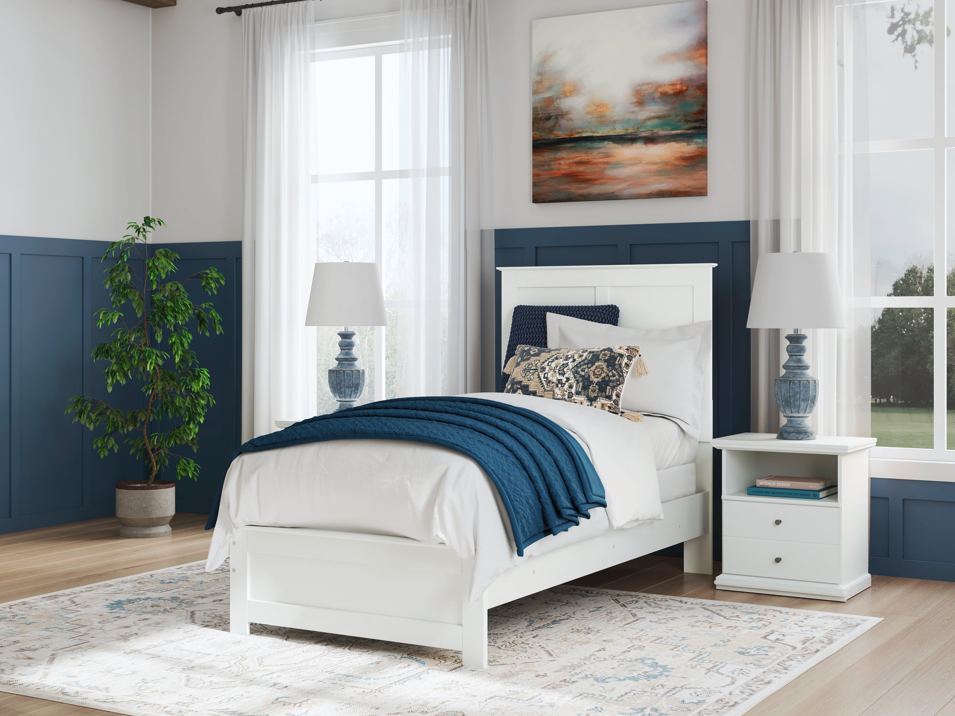 Prime Furniture - Ashley Furniture - Bostwick Shoals Bedroom - Twin Panel Bed / White - B139B41