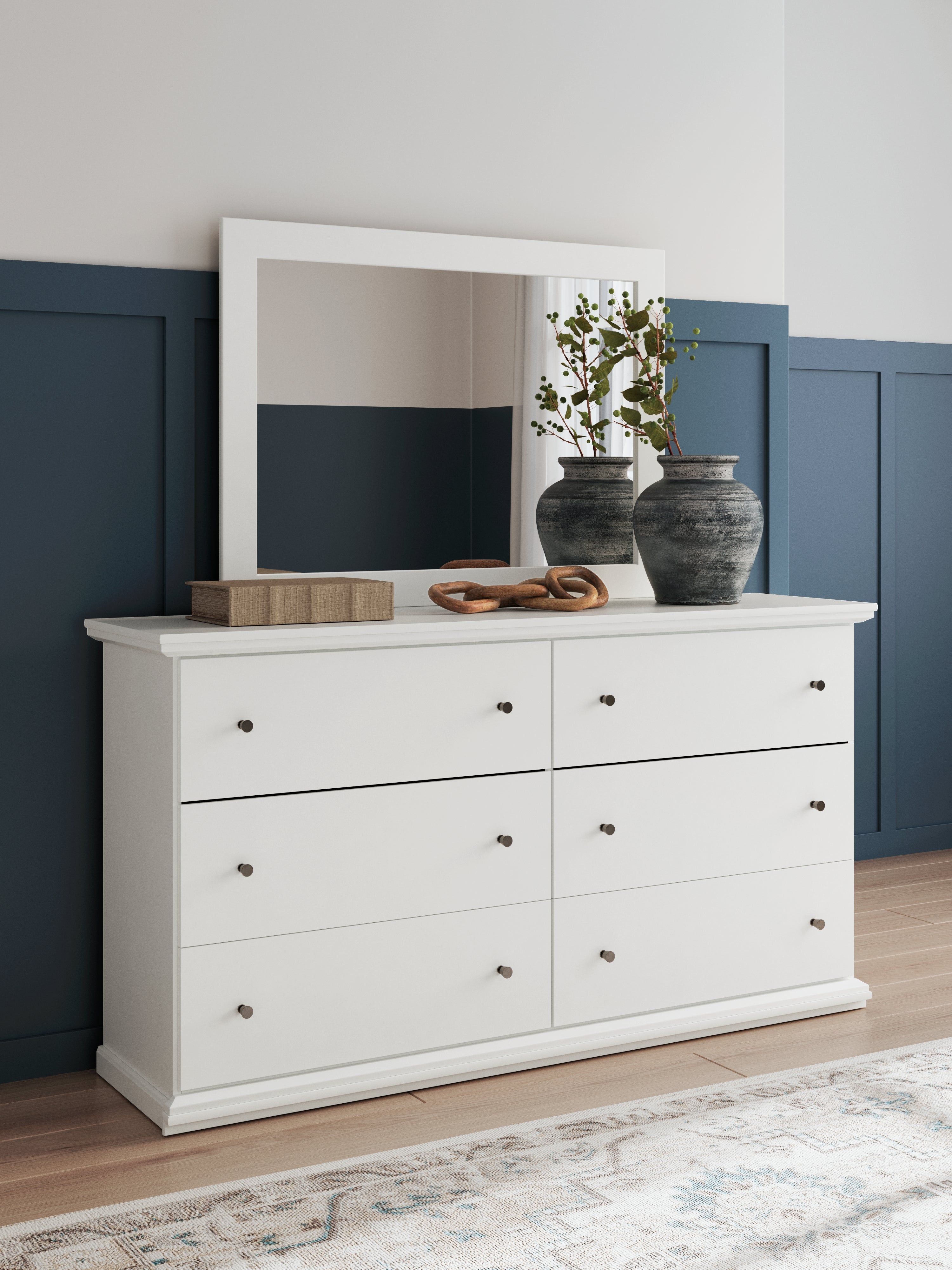 Prime Furniture - Ashley Furniture - Bostwick Shoals Bedroom - Dresser and Mirror / White - B139B40
