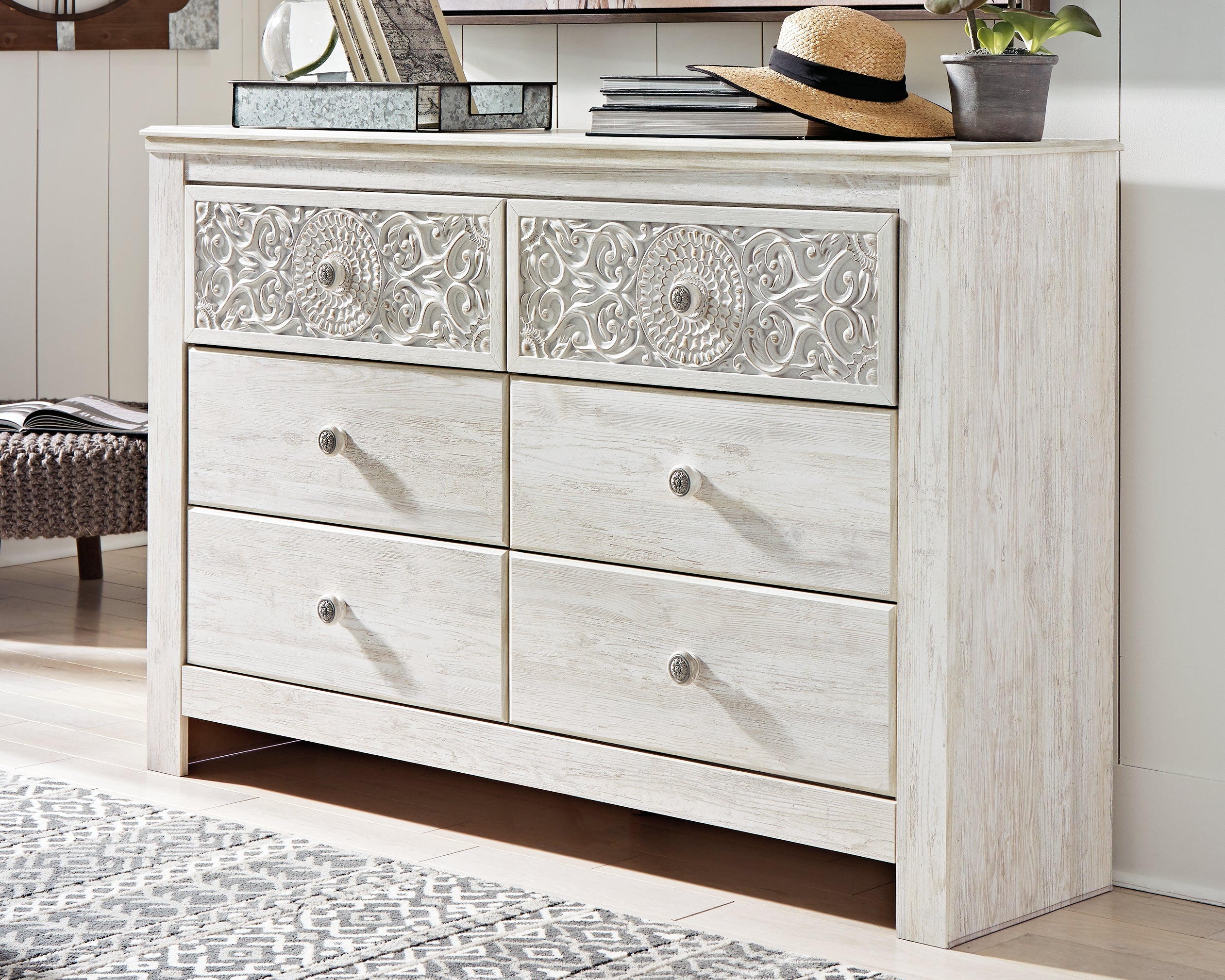 Prime Furniture - Ashley Furniture - Paxberry Bedroom - Six Drawer Dresser / Whitewash - B181-31