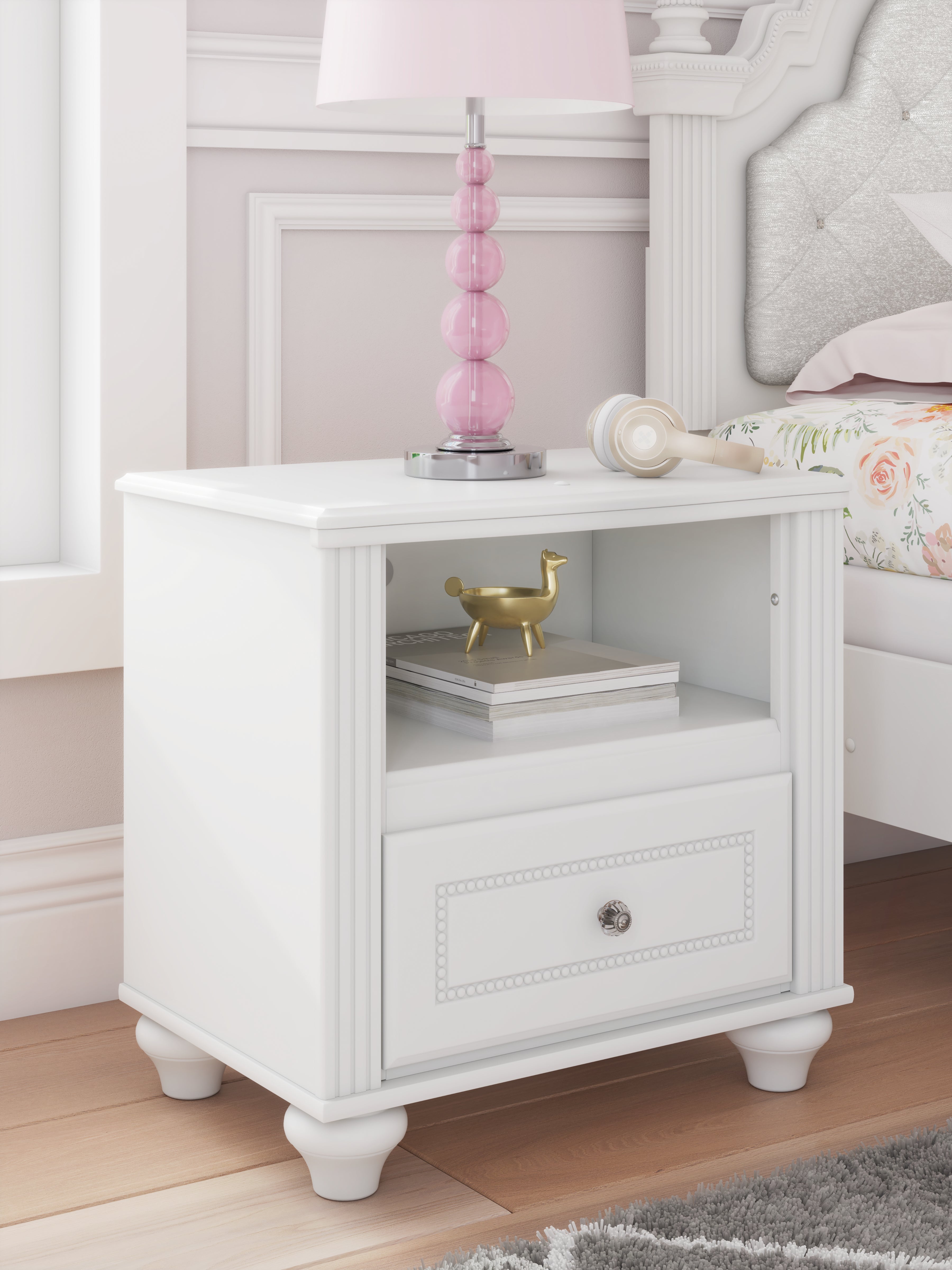 Prime Furniture - Ashley Furniture - Kozlani Bedroom - One Drawer Night Stand / White - PCB1819-91