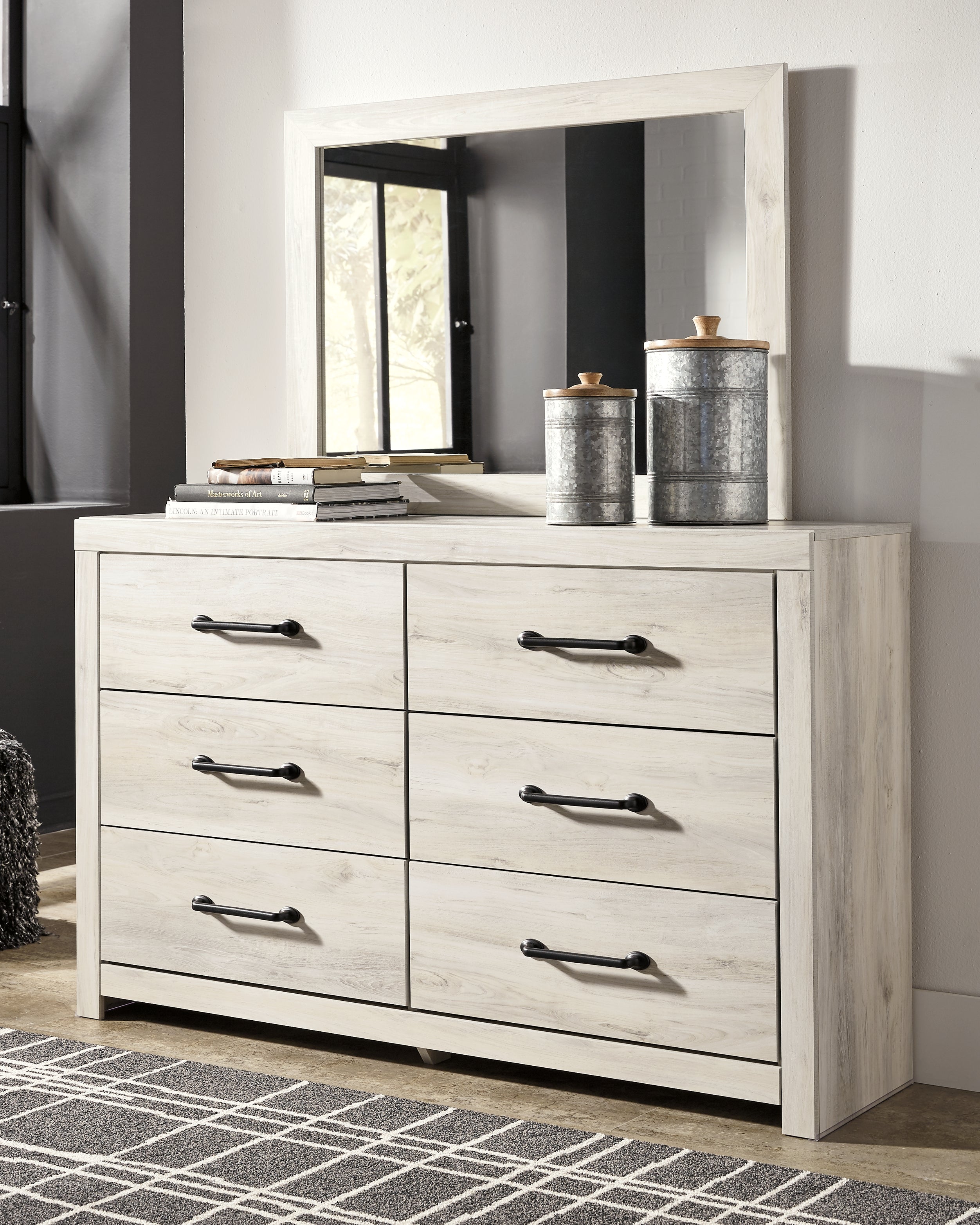 Prime Furniture - Ashley Furniture - Cambeck Bedroom - Dresser and Mirror / Whitewash - B192B1