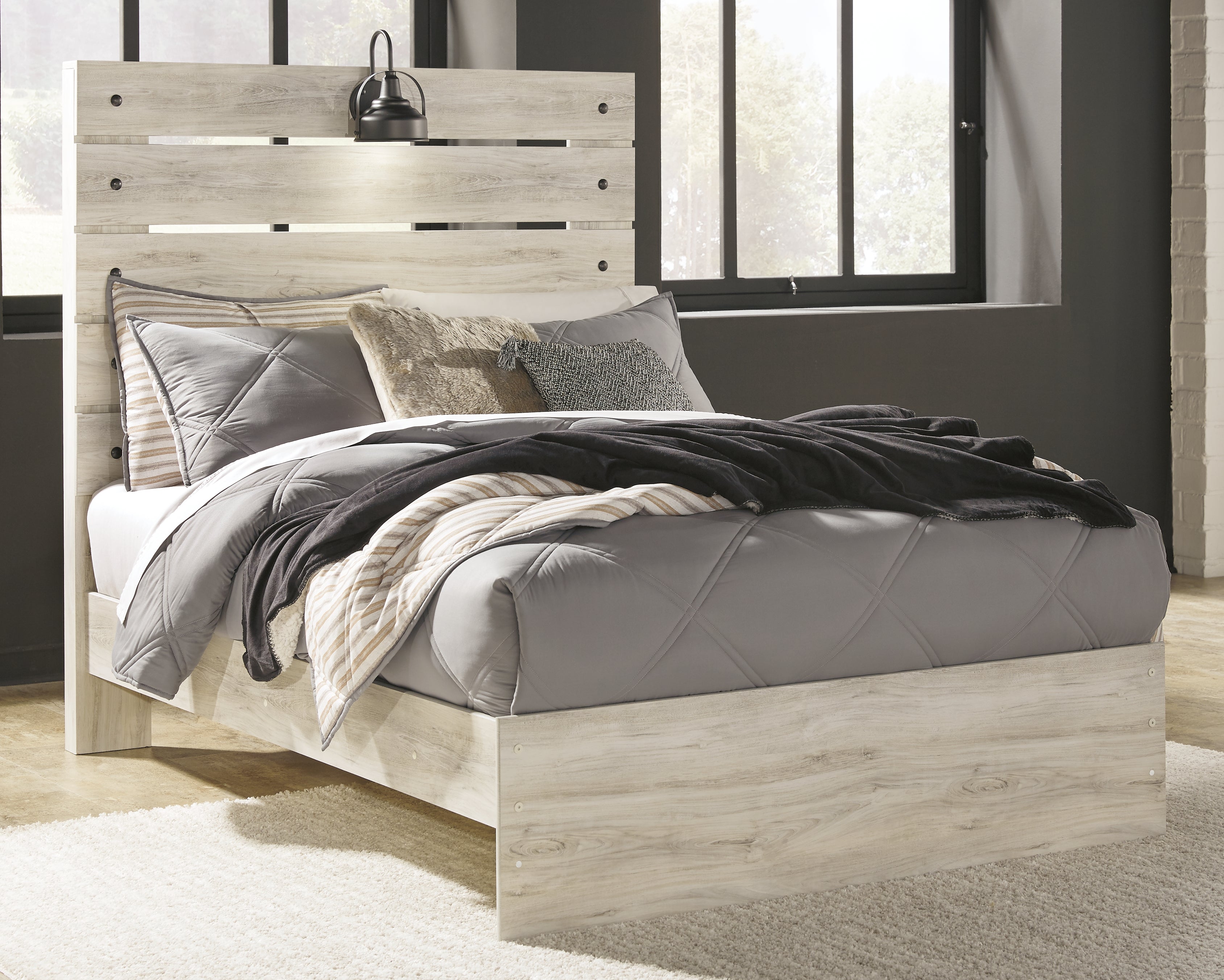 Prime Furniture - Ashley Furniture - Cambeck Bedroom - Full Panel Bed / Whitewash - B192B3