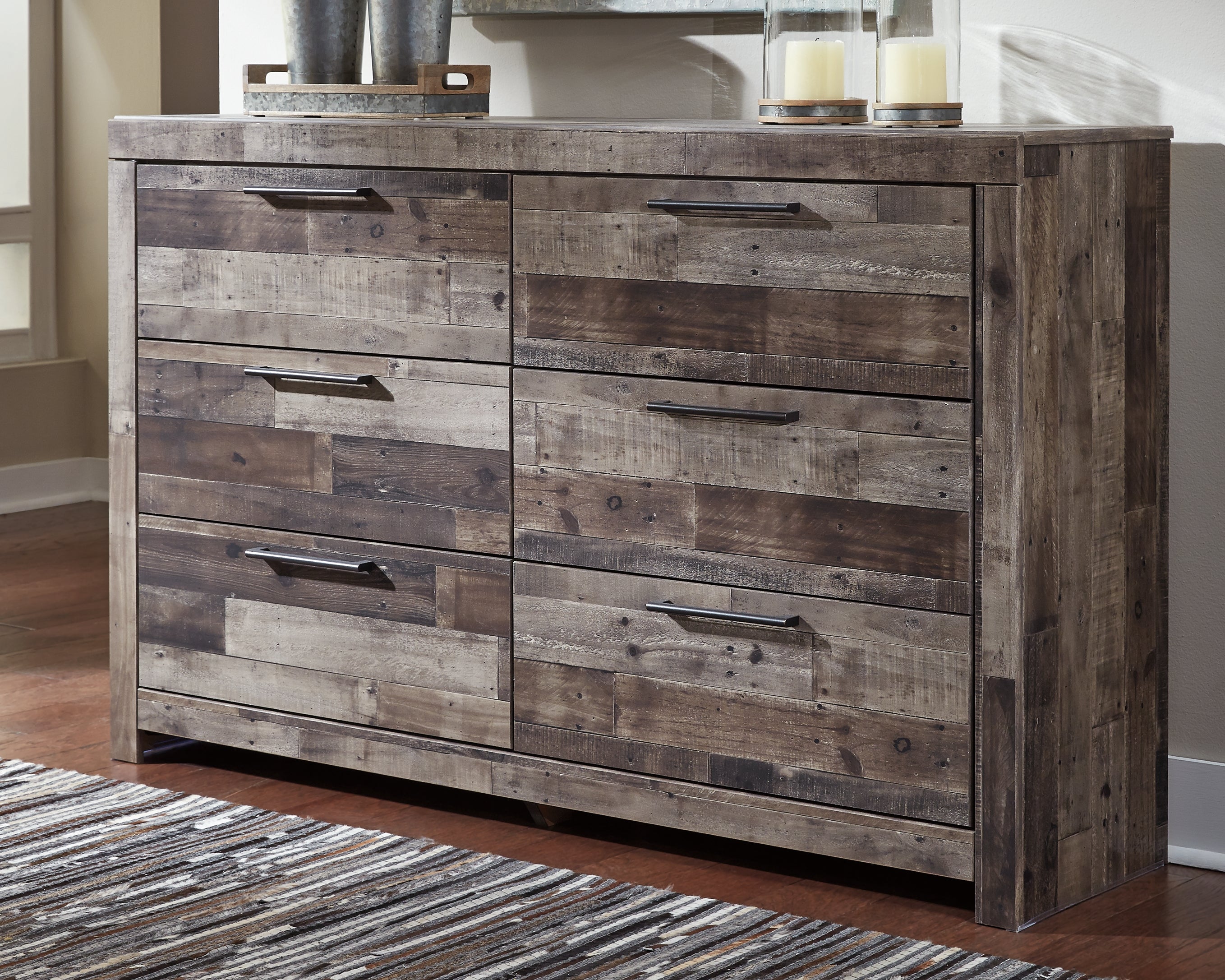 Prime Furniture - Ashley Furniture - Derekson Bedroom - Six Drawer Dresser / Multi Gray - B200-31