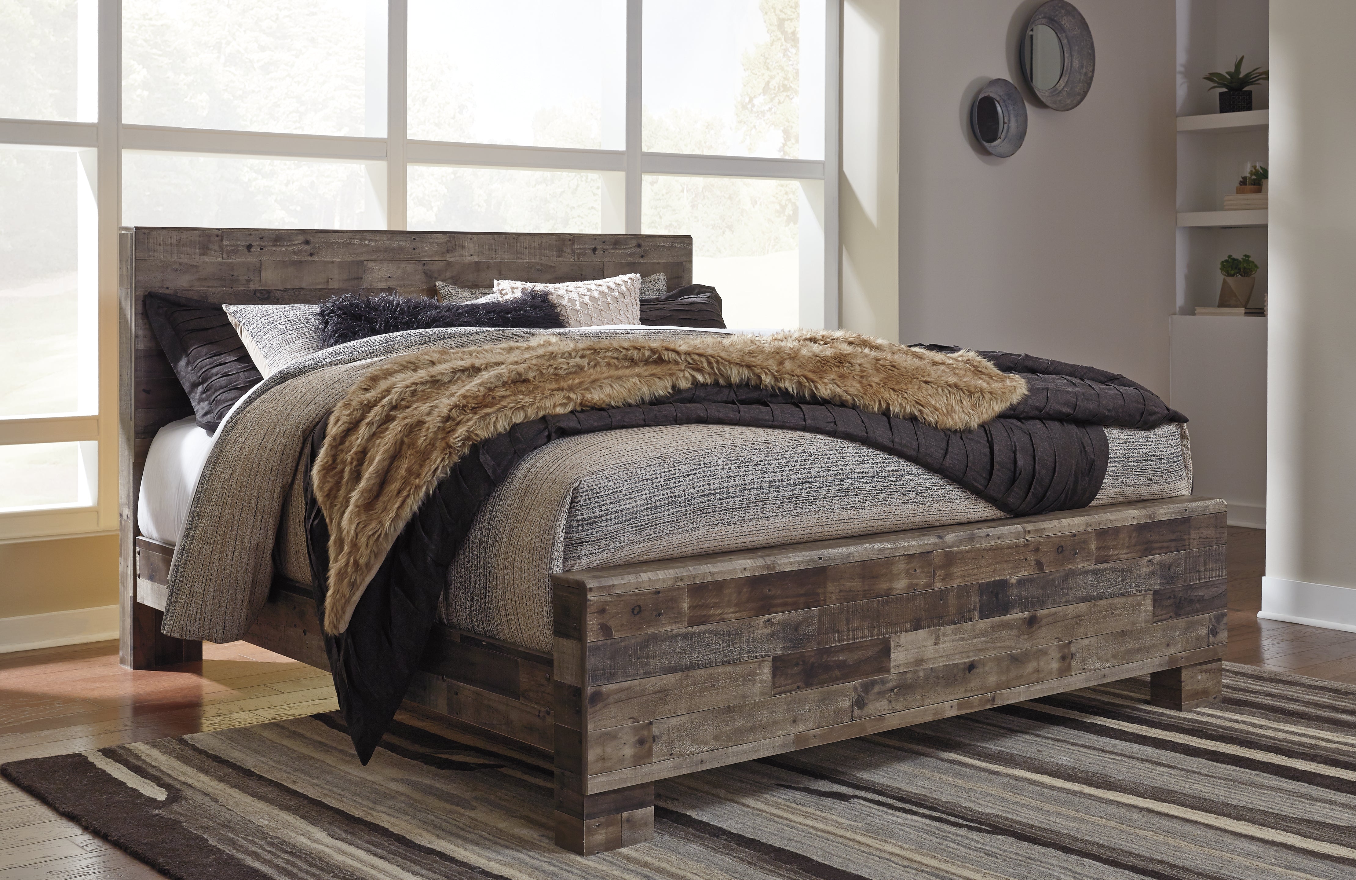 Prime Furniture - Ashley Furniture - Derekson Bedroom - King Panel Bed / Multi Gray - B200B11