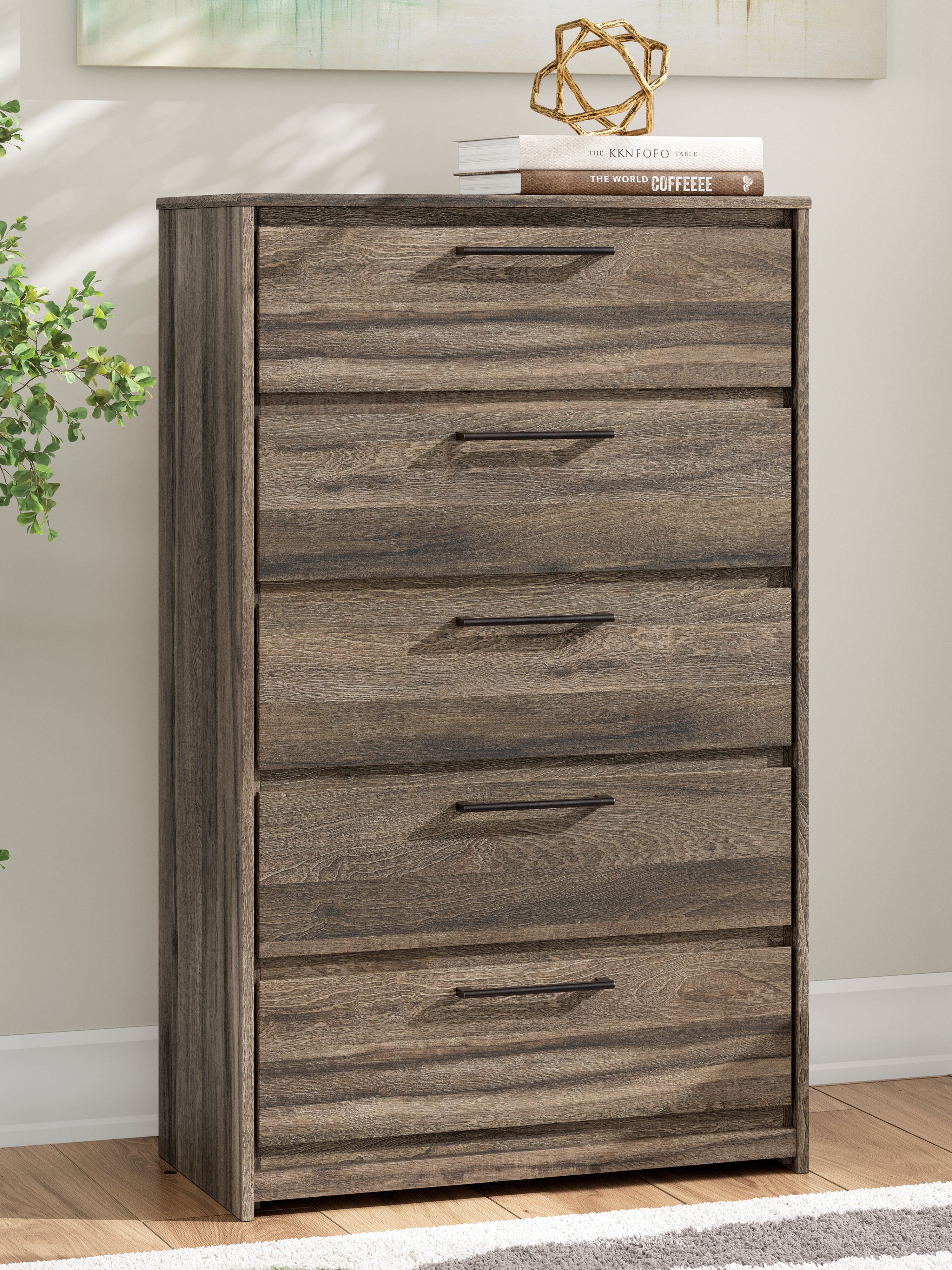Prime Furniture - Ashley Furniture - Elbrim Bedroom - Five Drawer Chest / Brown - PCB2005-46