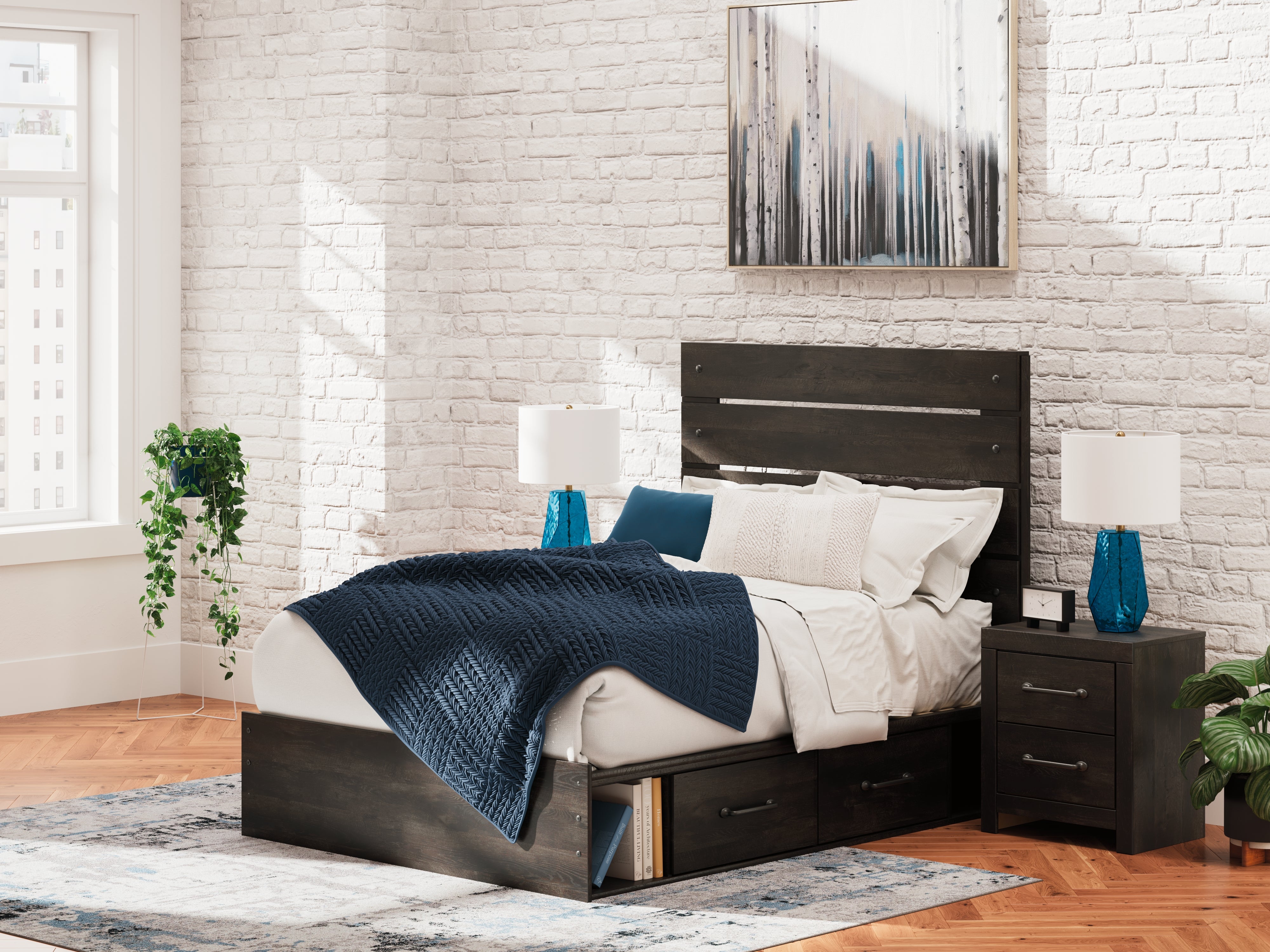 Prime Furniture - Ashley Furniture - Hollivern Bedroom - Full Panel Storage Bed / Dark Gray - PCB2108B15