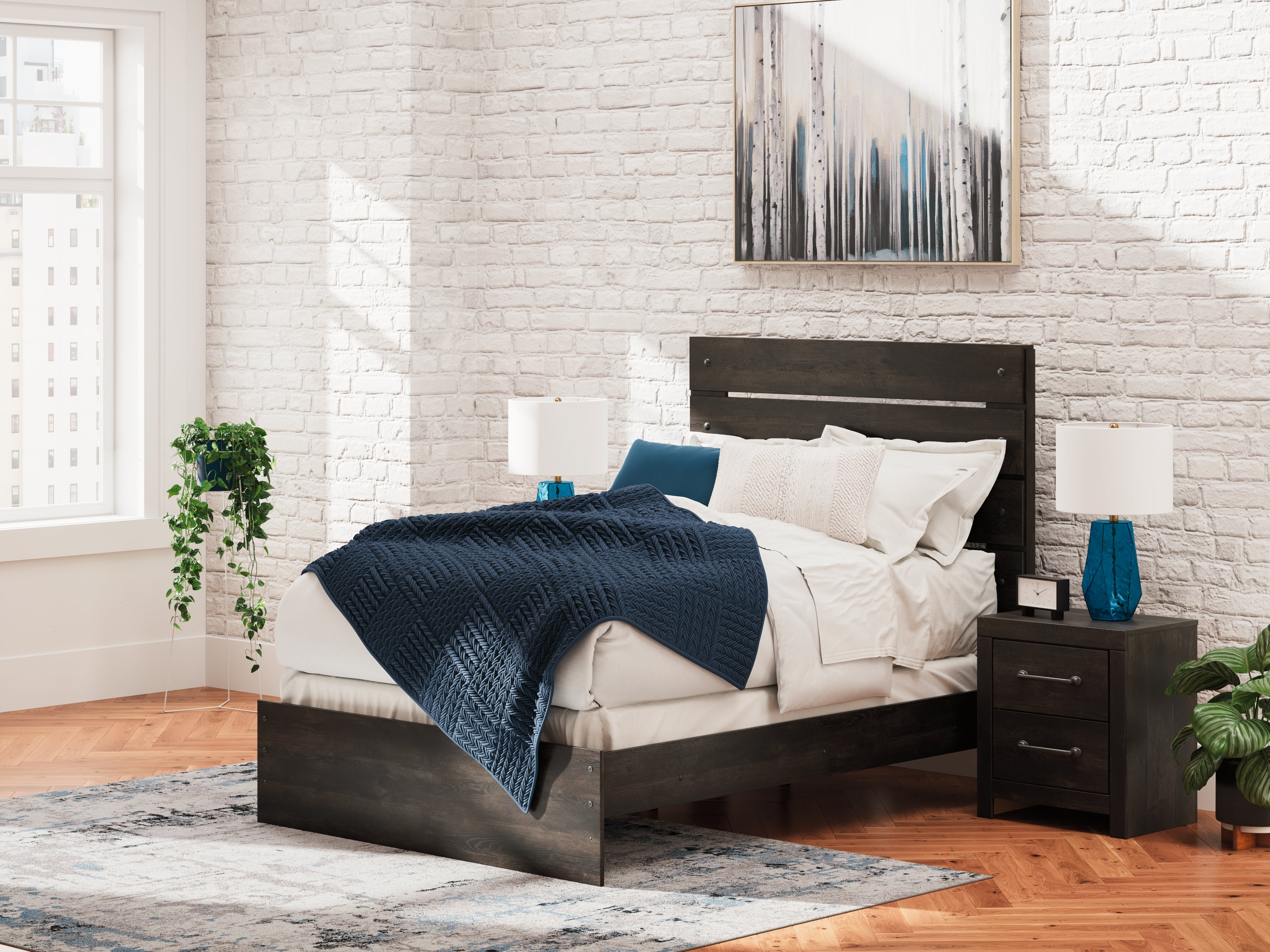 Prime Furniture - Ashley Furniture - Hollivern Bedroom - Full Panel Bed / Dark Gray - PCB2108B12