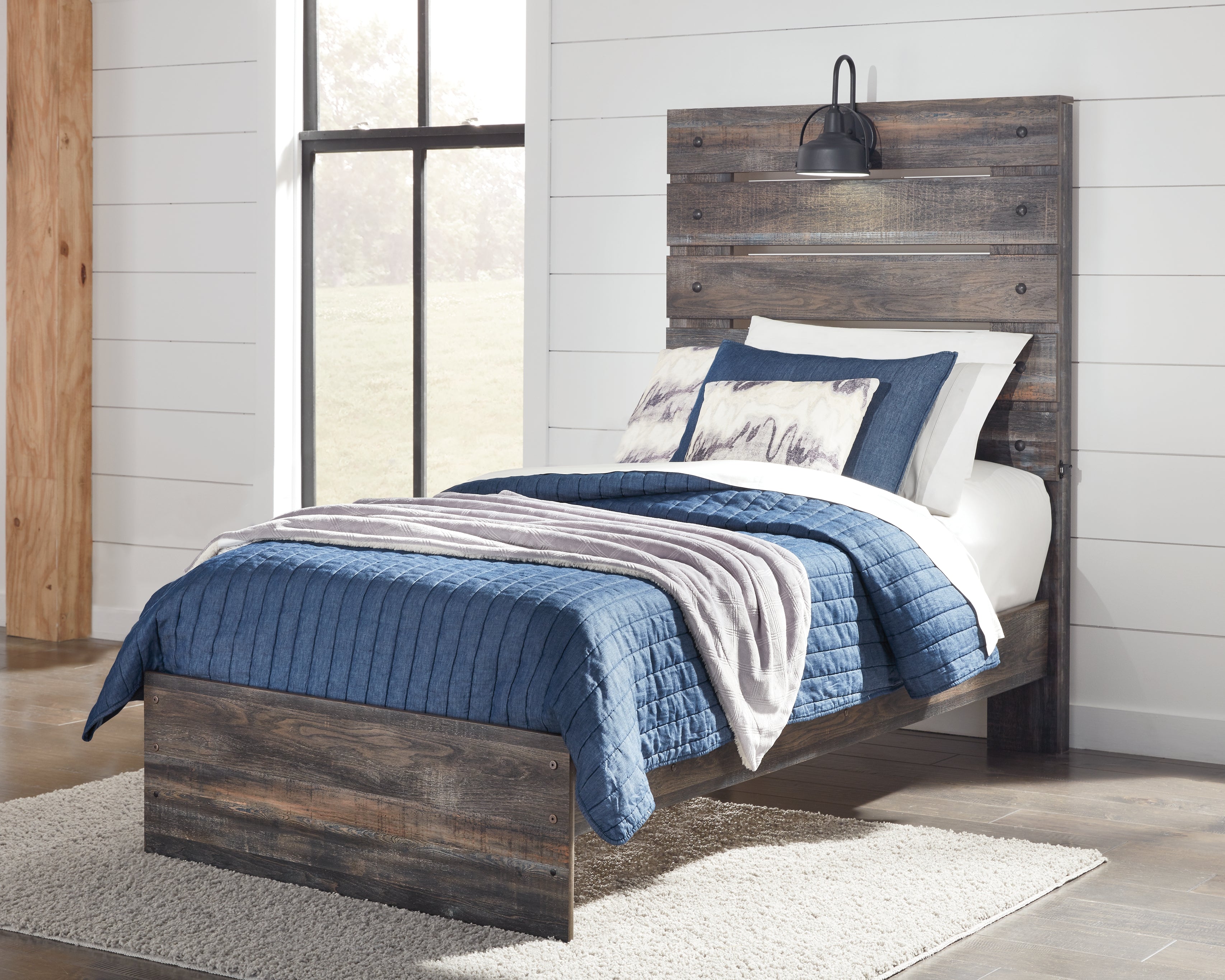 Prime Furniture - Ashley Furniture - Drystan Bedroom - Twin Panel Bed / Multi - B211B2