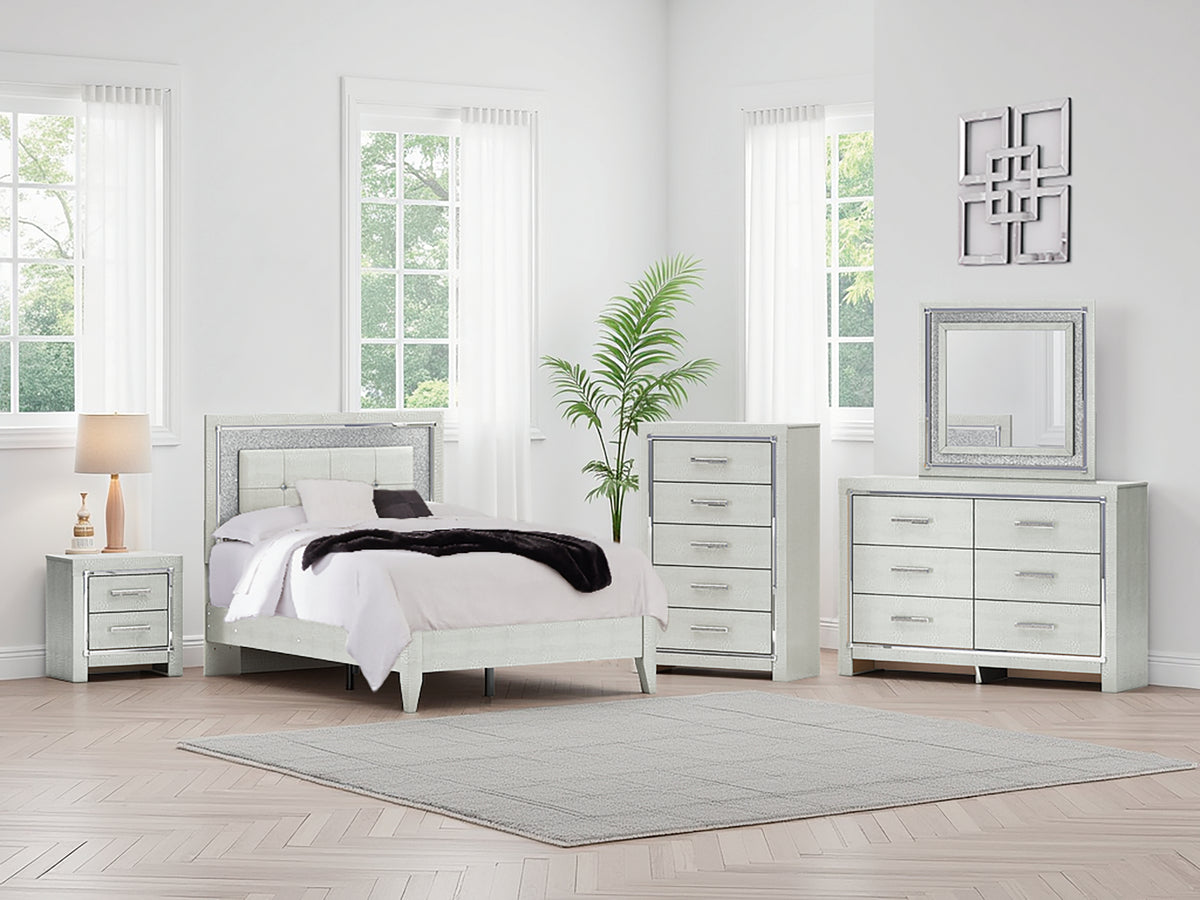 Prime Furniture - Ashley Furniture - Zyniden Bedroom - Two Drawer Night Stand / Silver - B2114-92