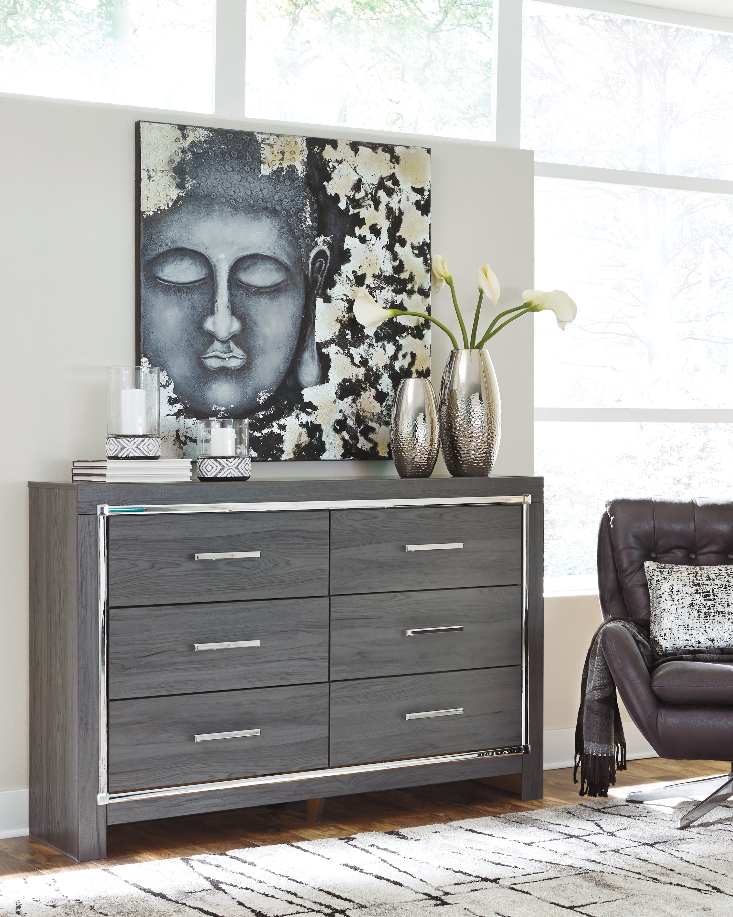 Prime Furniture - Ashley Furniture - Lodanna Bedroom - Six Drawer Dresser / Gray - B214-31