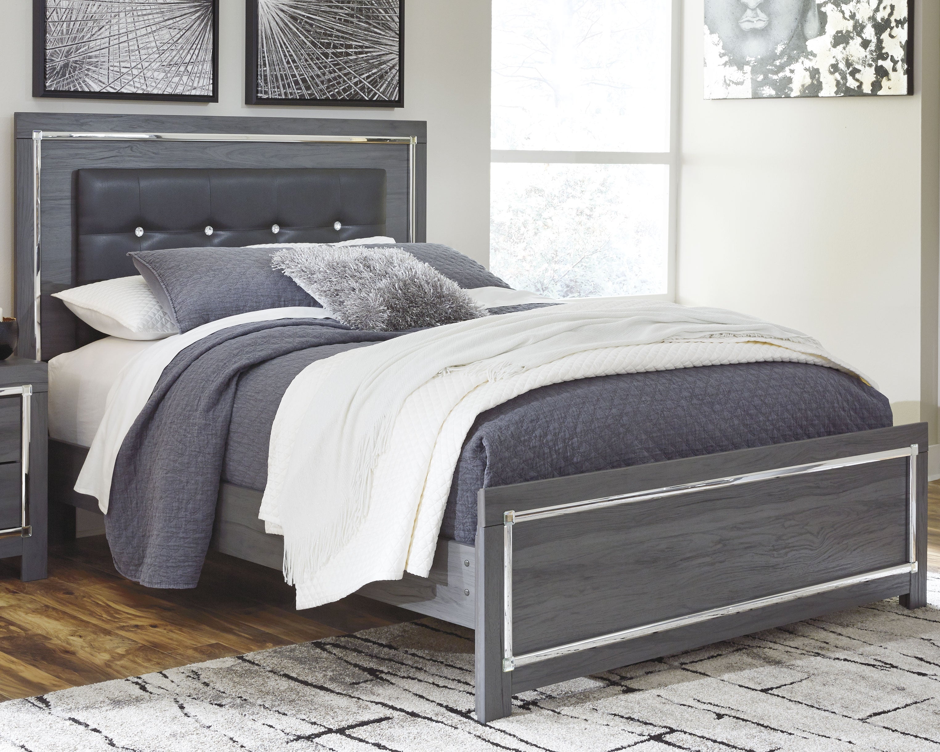 Prime Furniture - Ashley Furniture - Lodanna Bedroom - Queen Panel Bed / Gray - B214B2