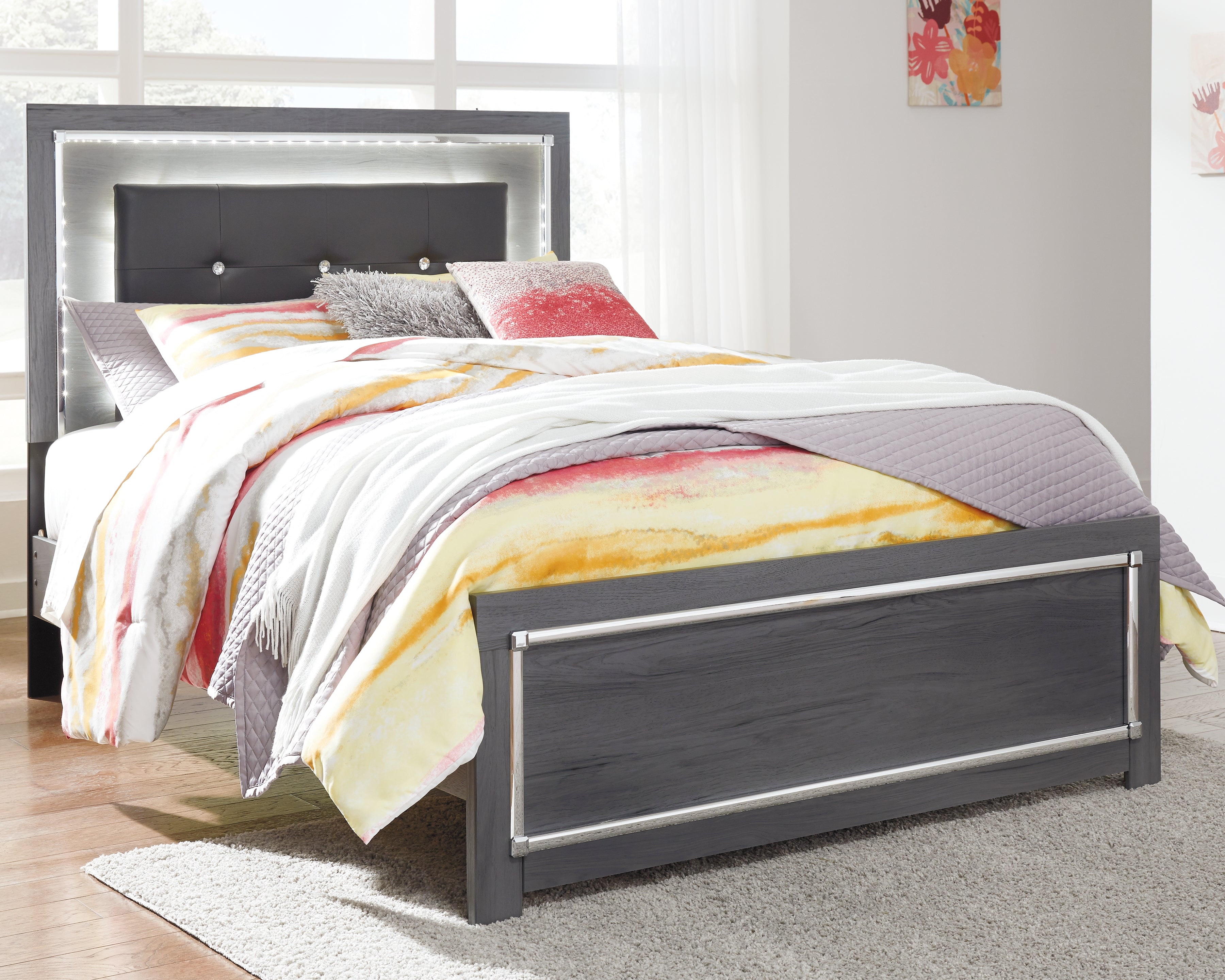 Prime Furniture - Ashley Furniture - Lodanna Bedroom - Full Panel Bed / Gray - B214B4