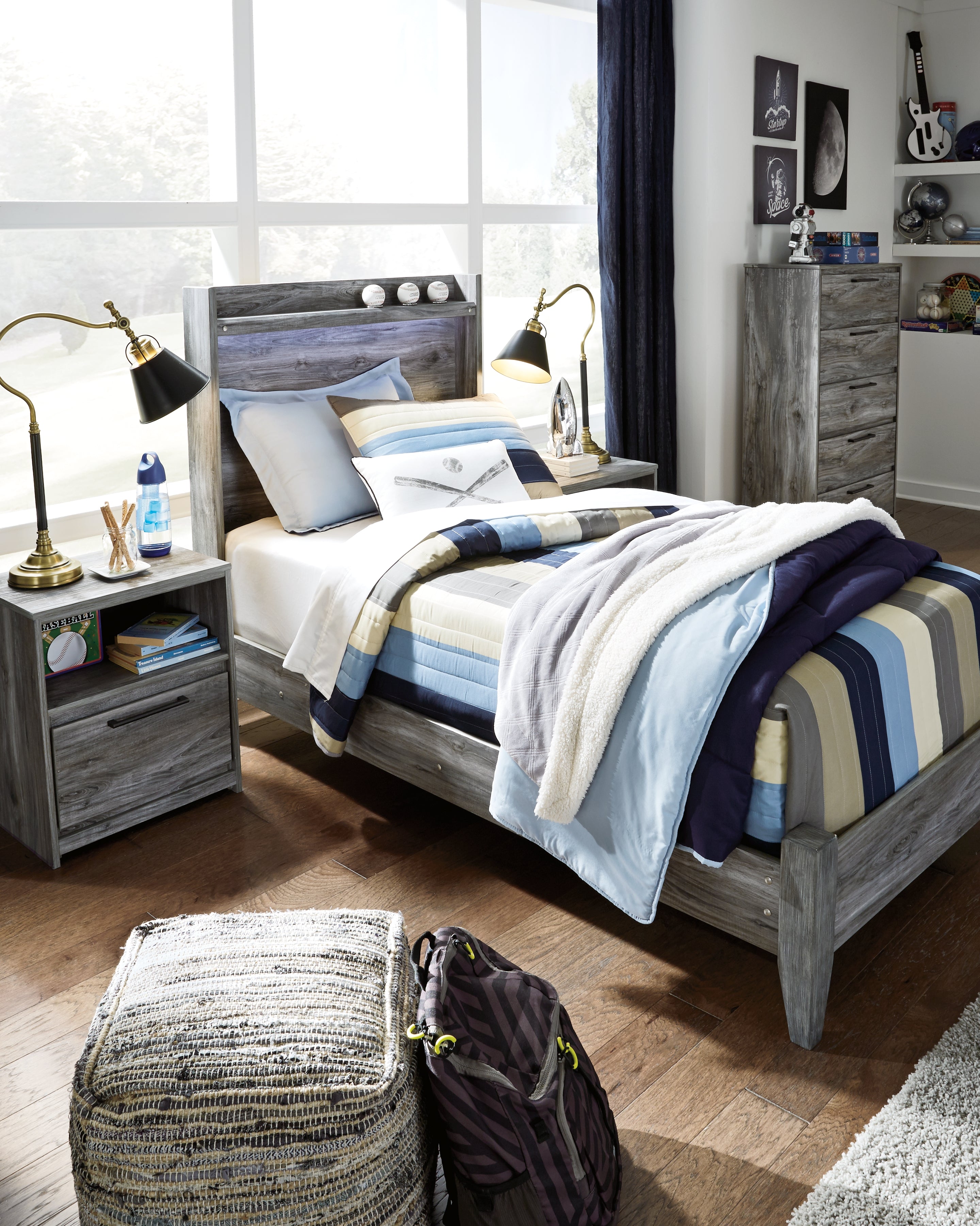 Prime Furniture - Ashley Furniture - Baystorm Bedroom - Twin Panel Bed / Gray - B221B20