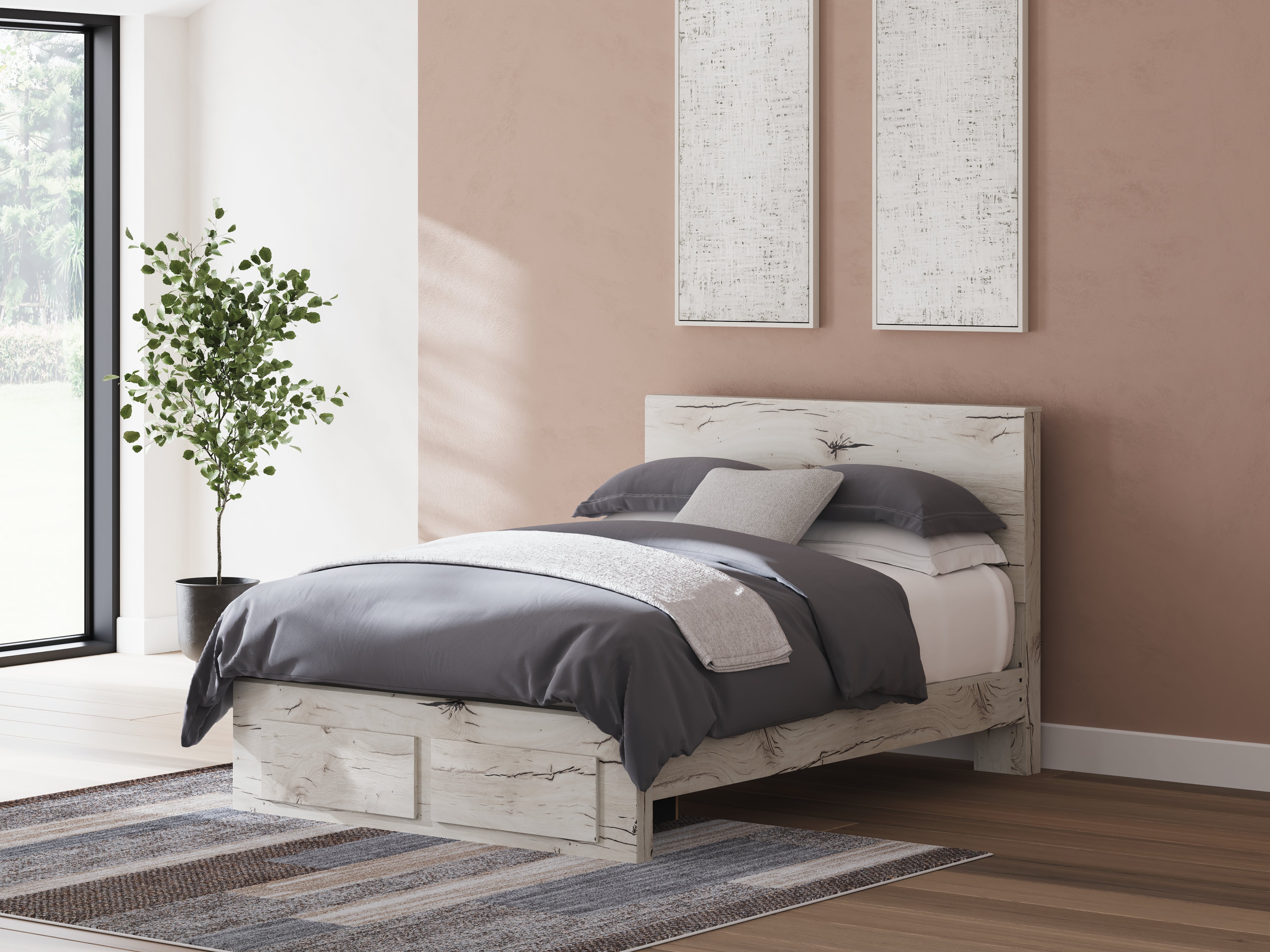 Prime Furniture - Ashley Furniture - Lawroy Bedroom - Queen Panel Storage Bed / Light Natural - B2310B4