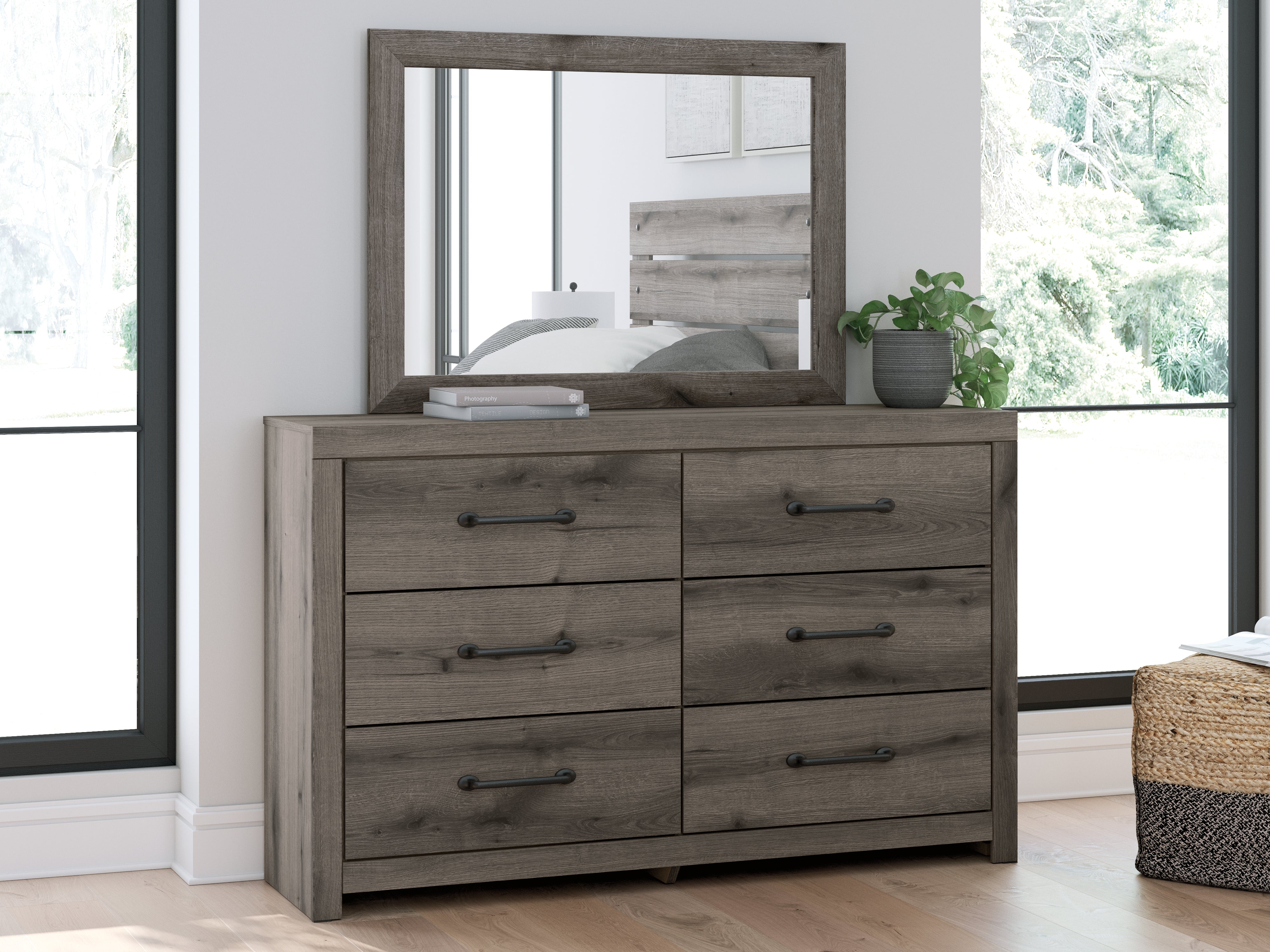 Prime Furniture - Ashley Furniture - Graystorm Bedroom - Dresser and Mirror / Brown Gray - PCB2405B1