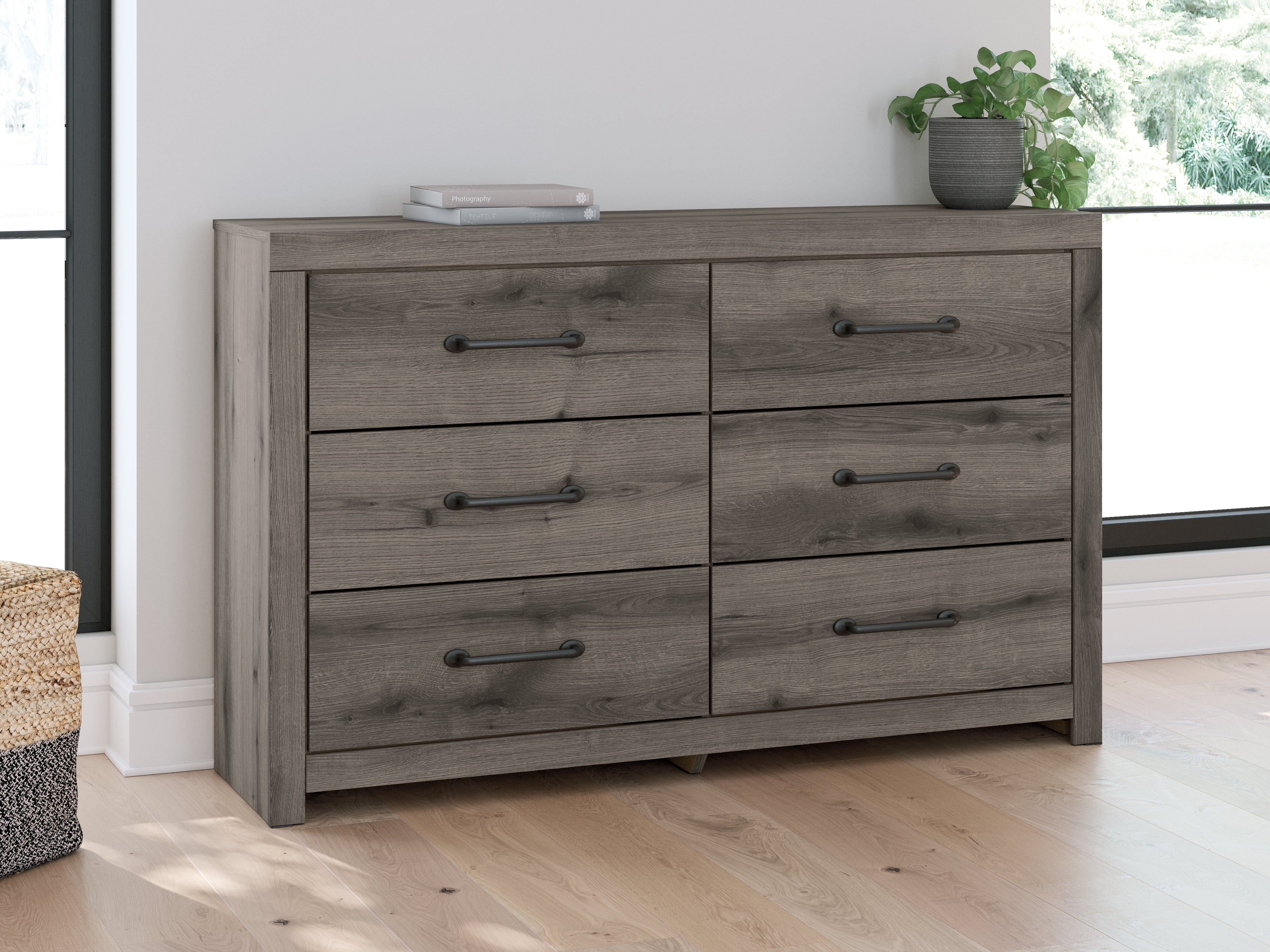 Prime Furniture - Ashley Furniture - Graystorm Bedroom - Six Drawer Dresser / Brown Gray - PCB2405-31