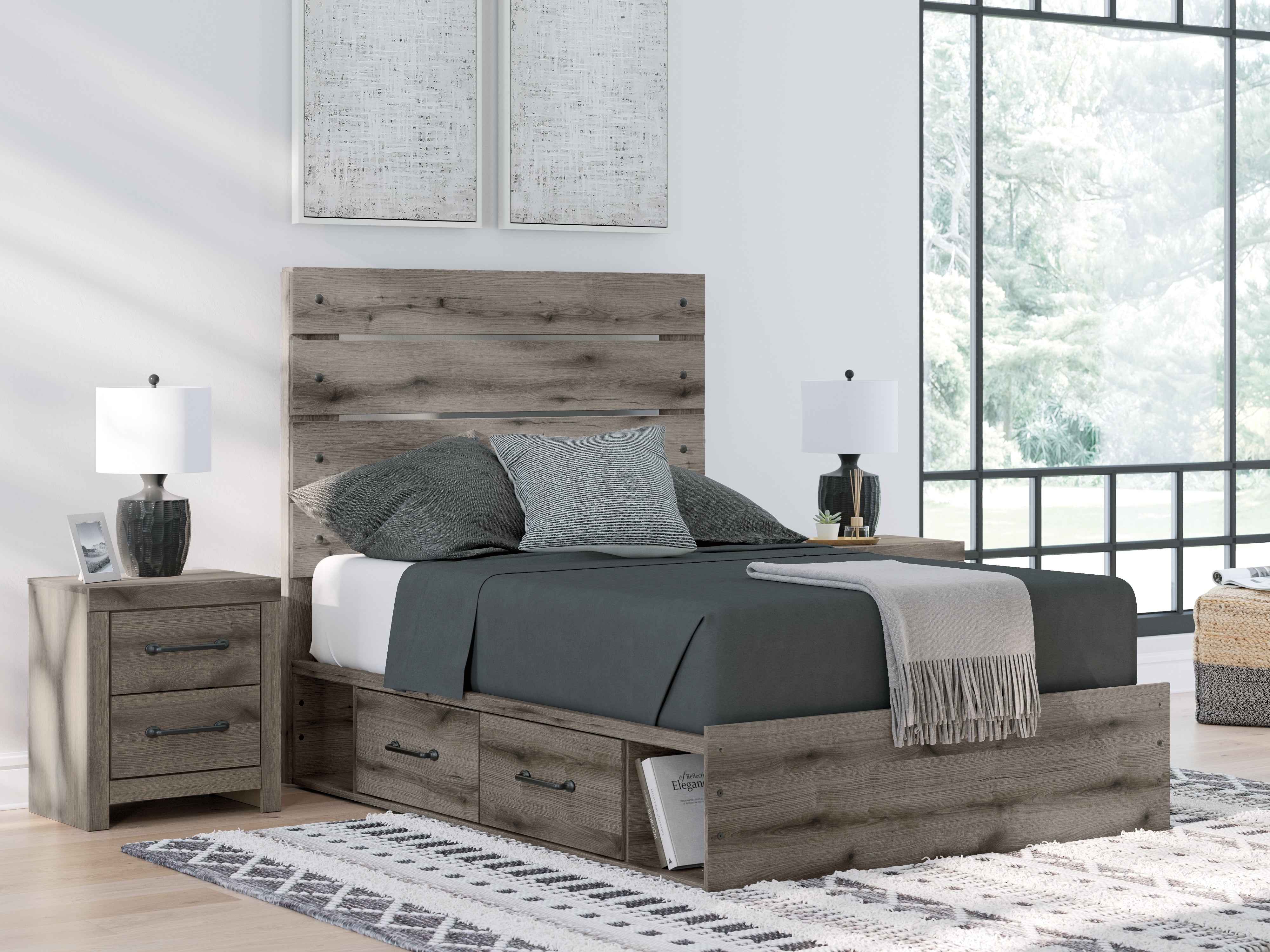 Prime Furniture - Ashley Furniture - Graystorm Bedroom - Full Panel Storage Bed / Brown Gray - PCB2405B16