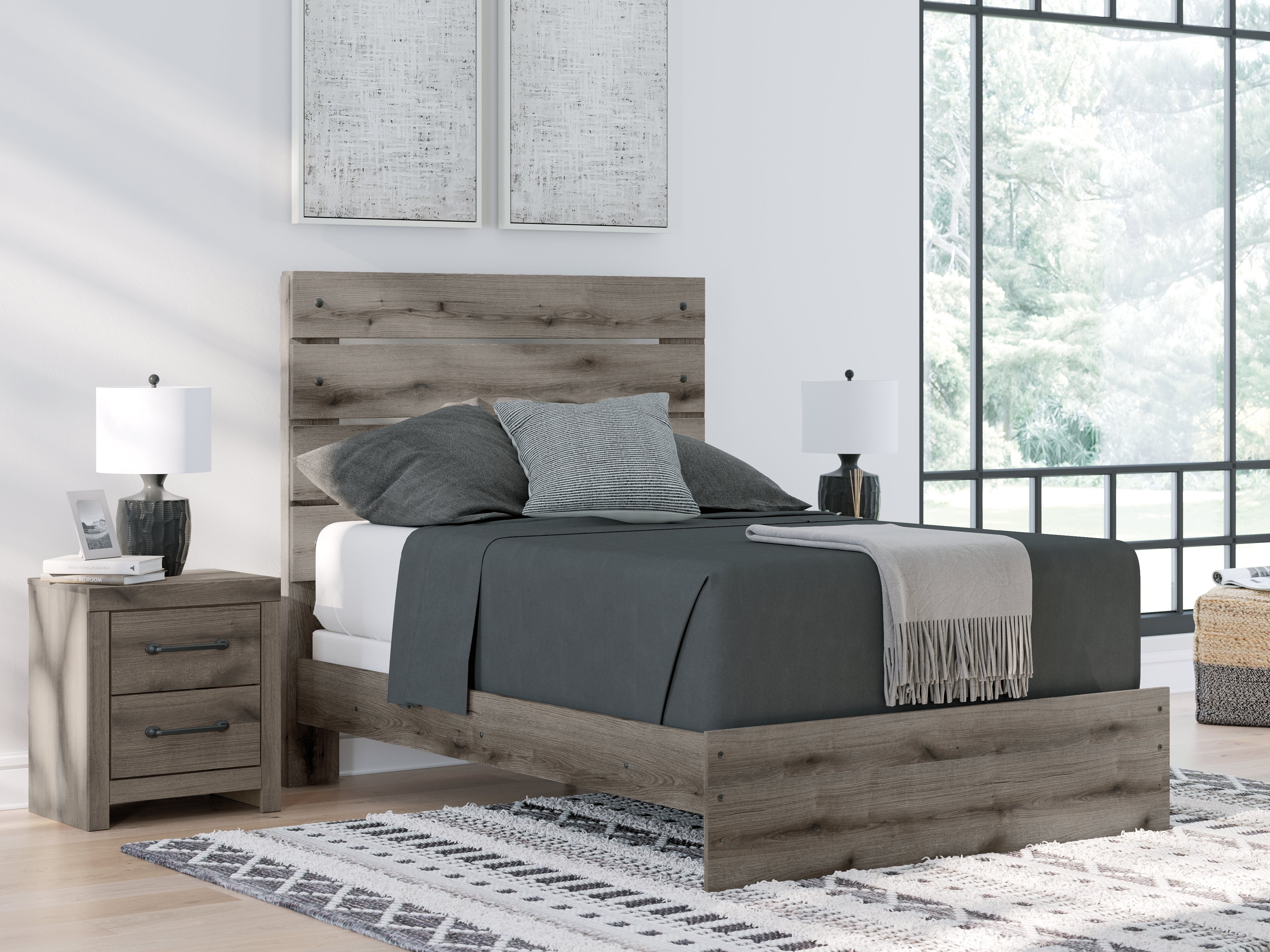 Prime Furniture - Ashley Furniture - Graystorm Bedroom - Full Panel Bed / Brown Gray - PCB2405B13