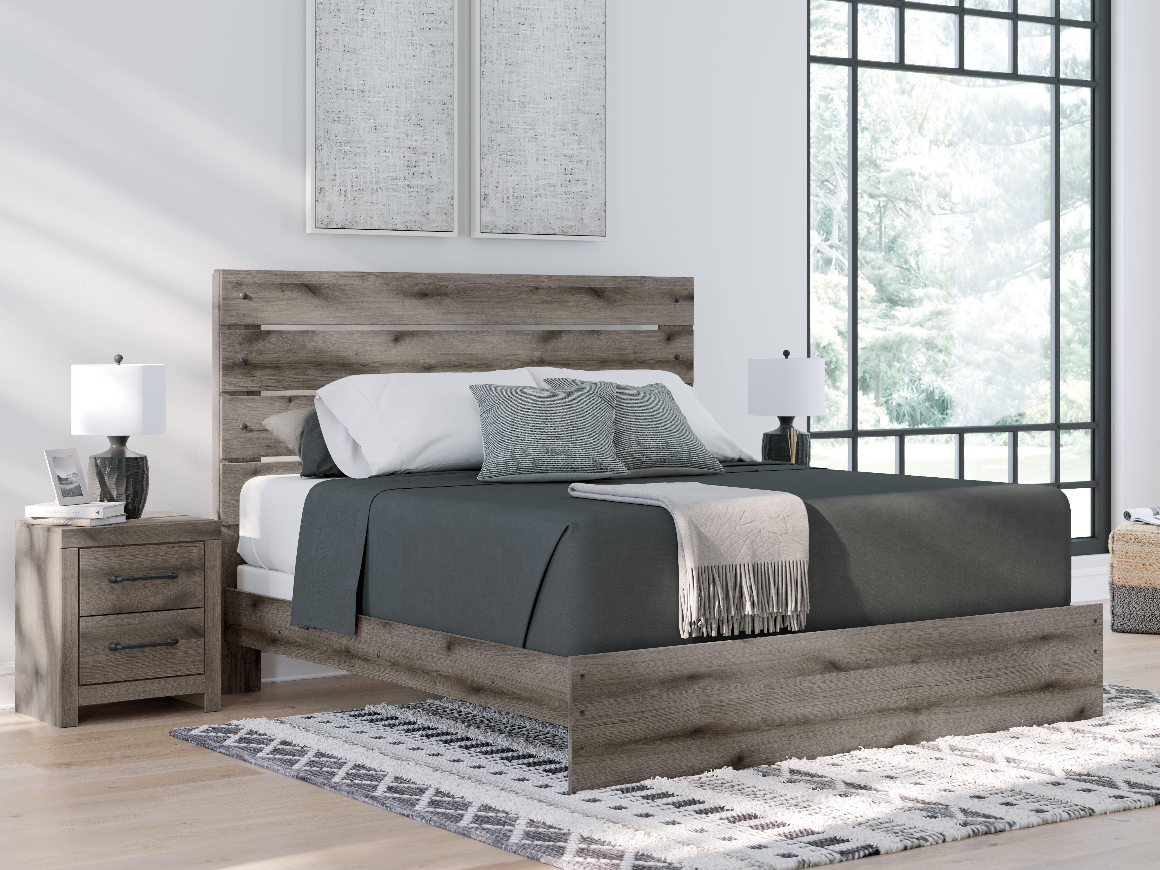 Prime Furniture - Ashley Furniture - Graystorm Bedroom - King Panel Bed / Brown Gray - PCB2405B8