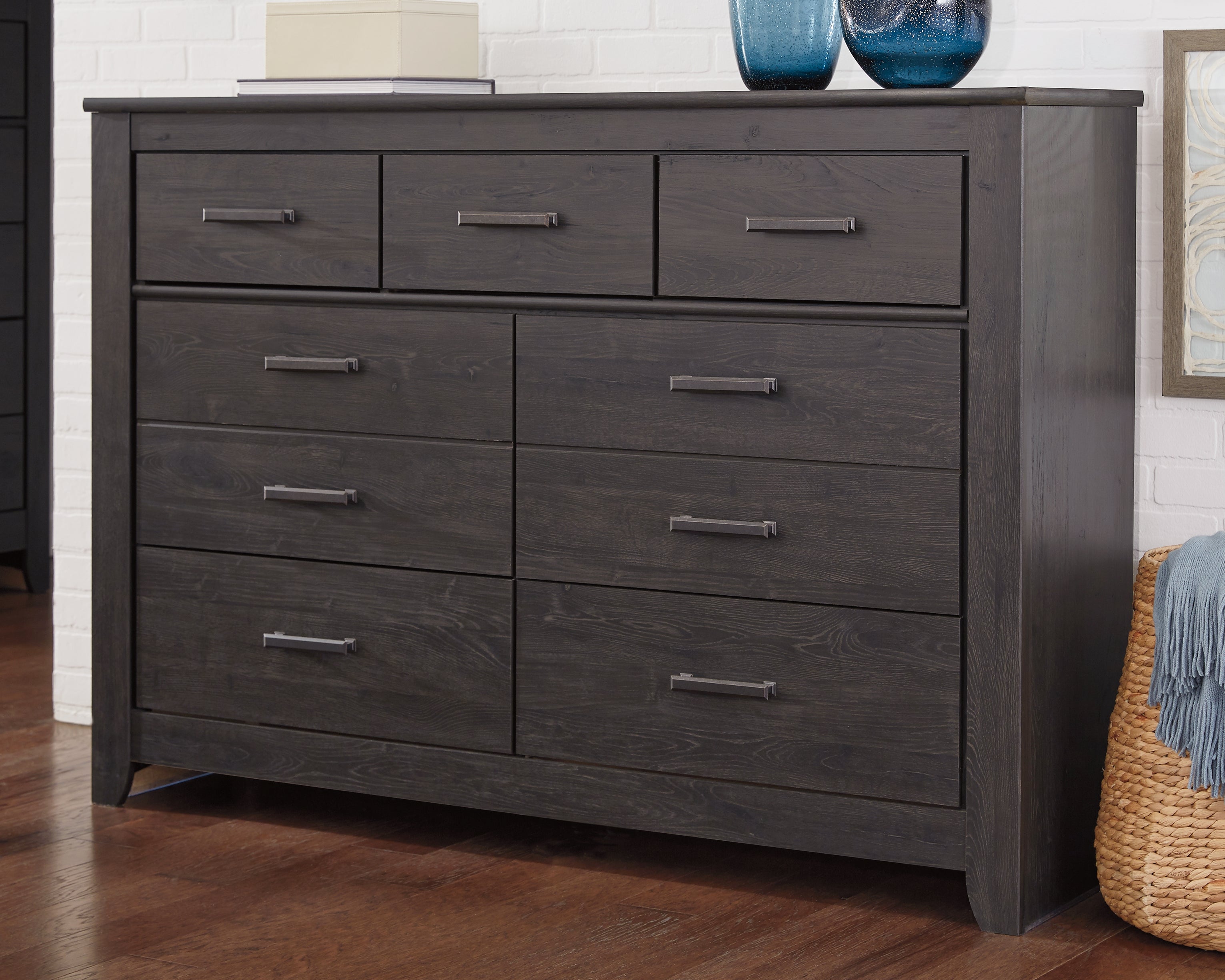 Prime Furniture - Ashley Furniture - Brinxton Bedroom - Seven Drawer Dresser / Charcoal - B249-31