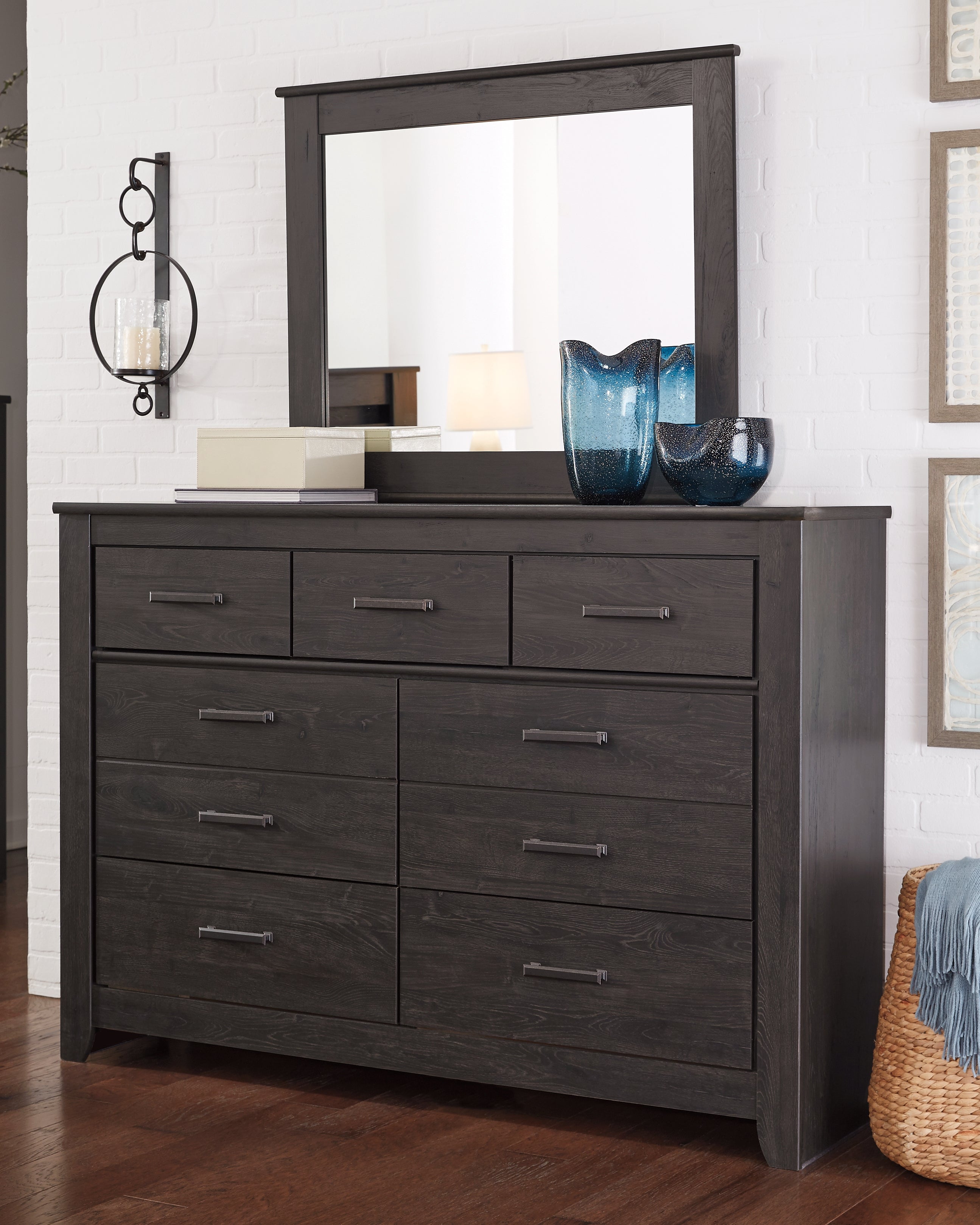 Prime Furniture - Ashley Furniture - Brinxton Bedroom - Dresser and Mirror / Charcoal - B249B1