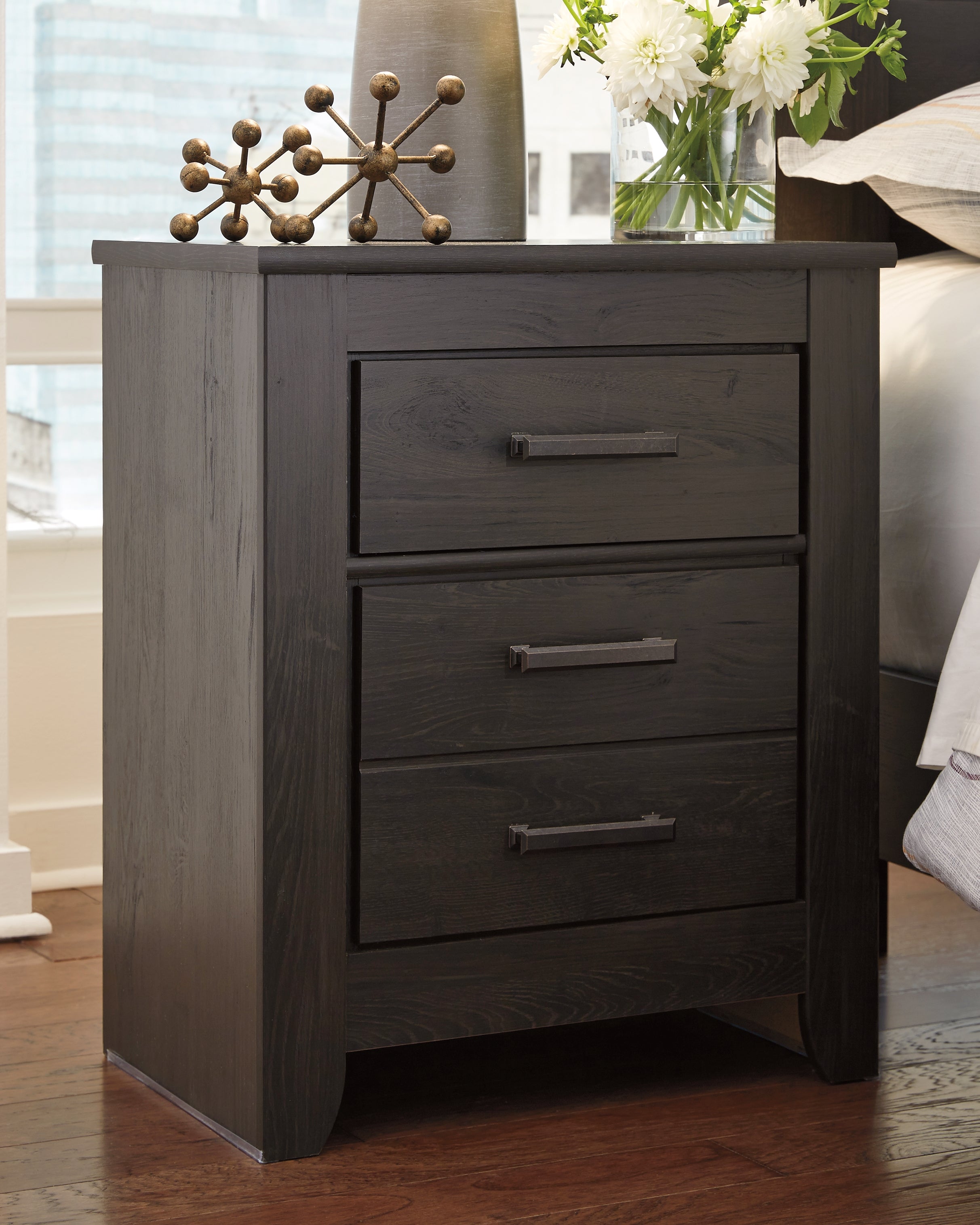 Prime Furniture - Ashley Furniture - Brinxton Bedroom - Two Drawer Night Stand / Charcoal - B249-92