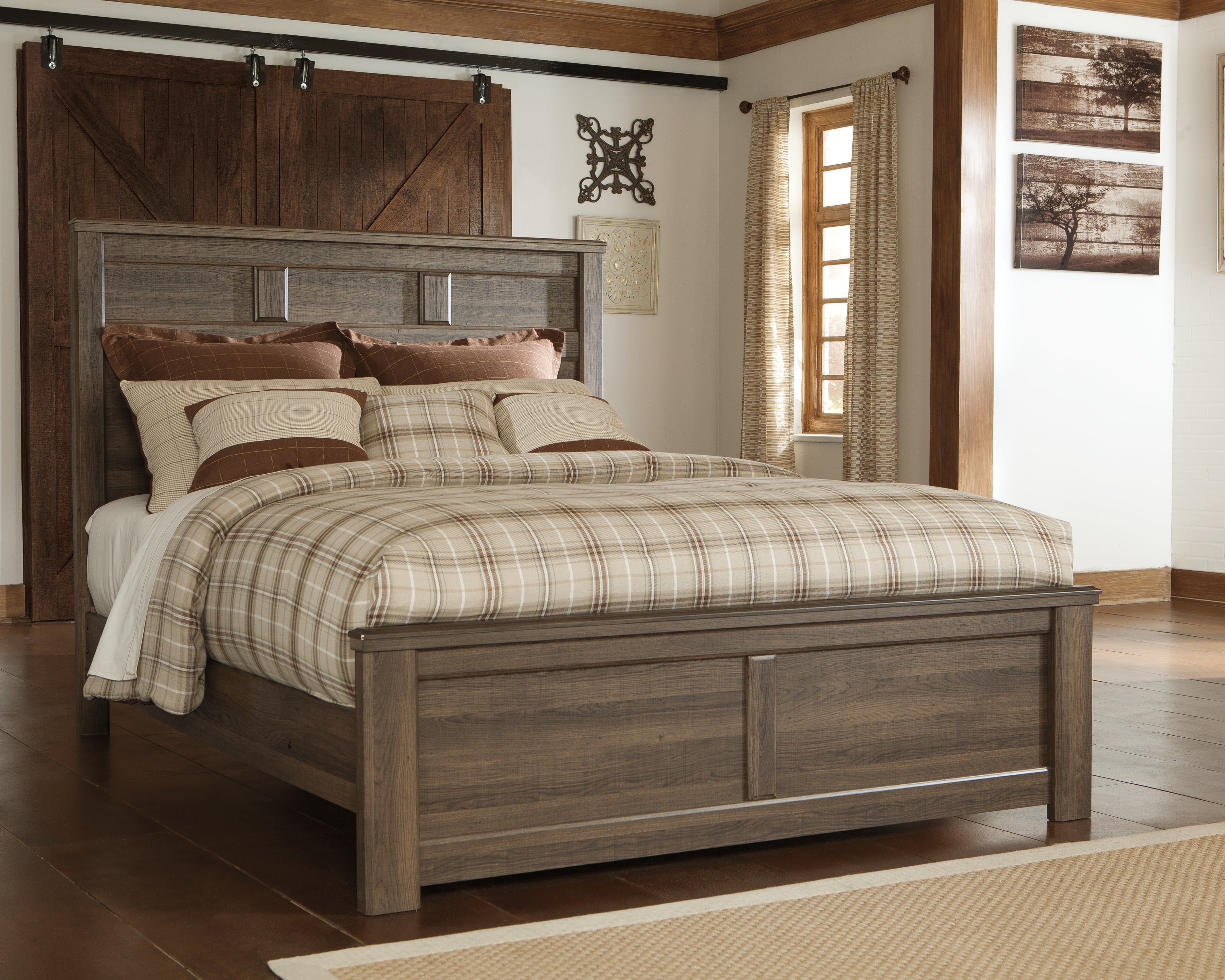 Prime Furniture - Ashley Furniture - Juararo Bedroom - Queen Panel Bed / Dark Brown - B251B6