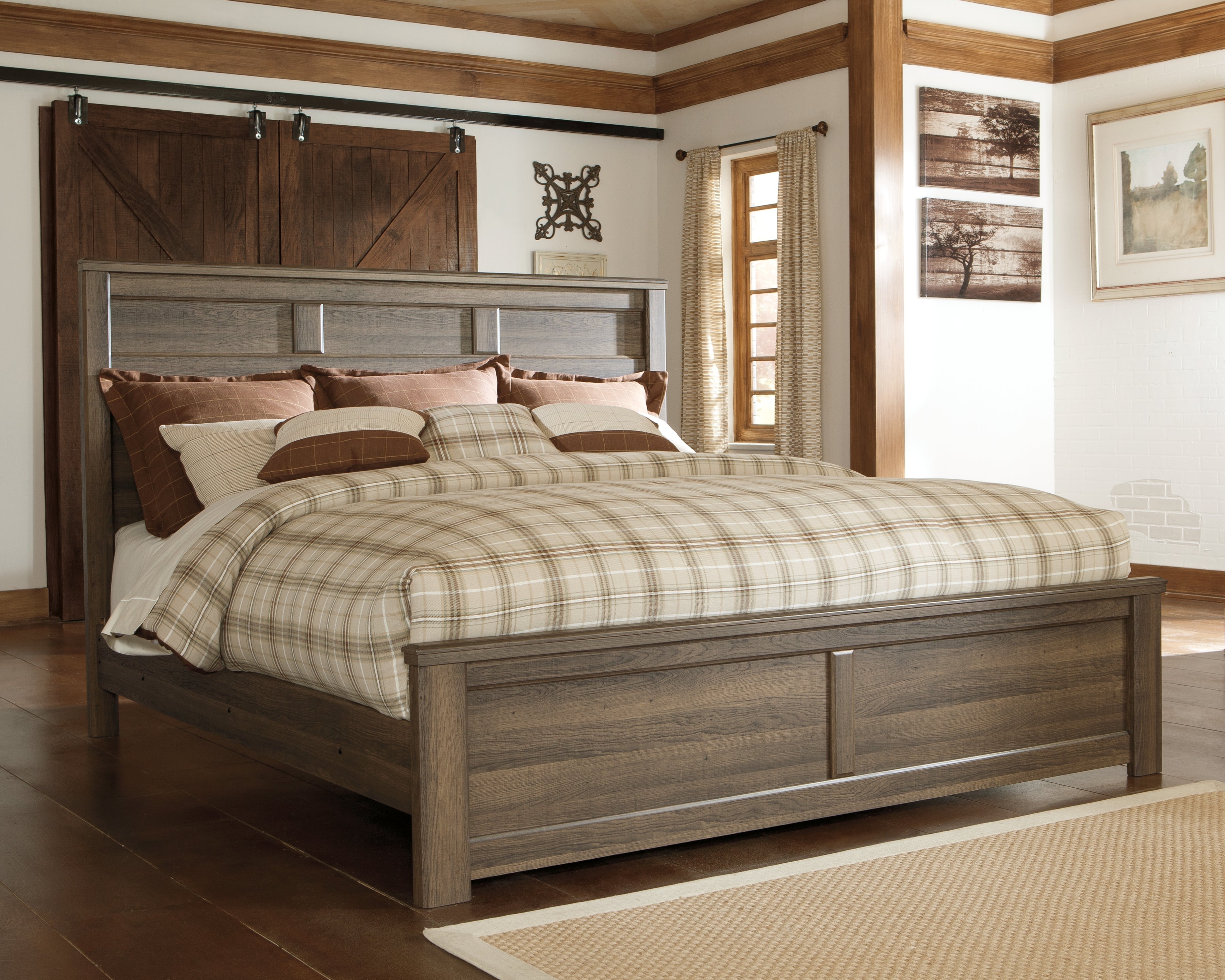 Prime Furniture - Ashley Furniture - Juararo Bedroom - King Panel Bed / Dark Brown - B251B9