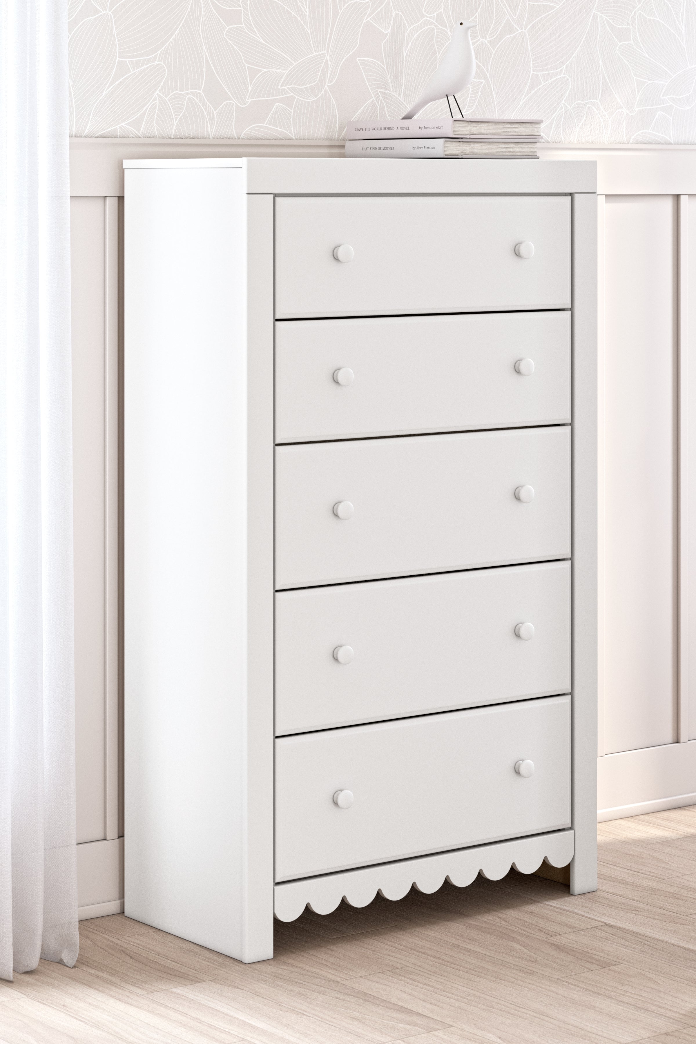 Prime Furniture - Ashley Furniture - Mollviney Bedroom - Five Drawer Chest / White - B2540-46