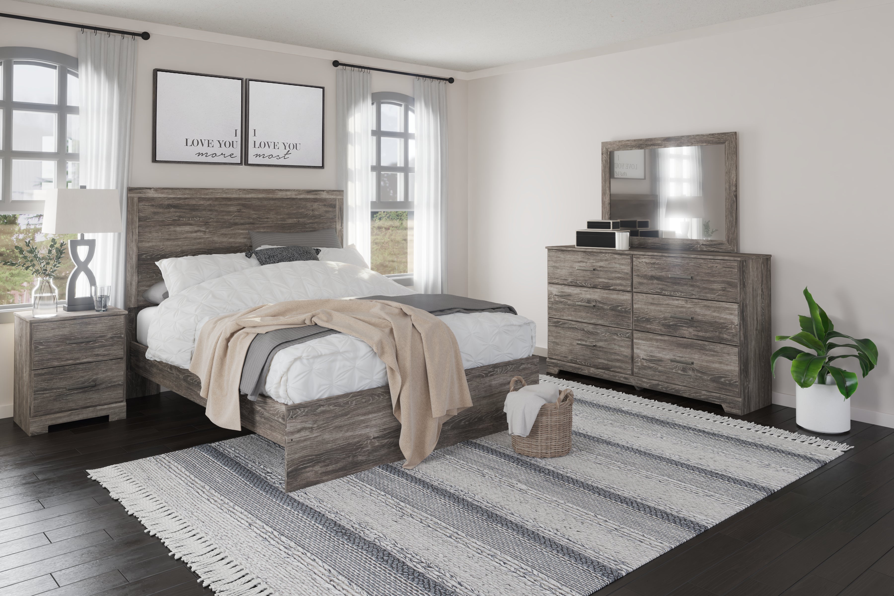 Prime Furniture - Ashley Furniture - Ralinksi Bedroom - Two Drawer Night Stand / Gray - B2587-92
