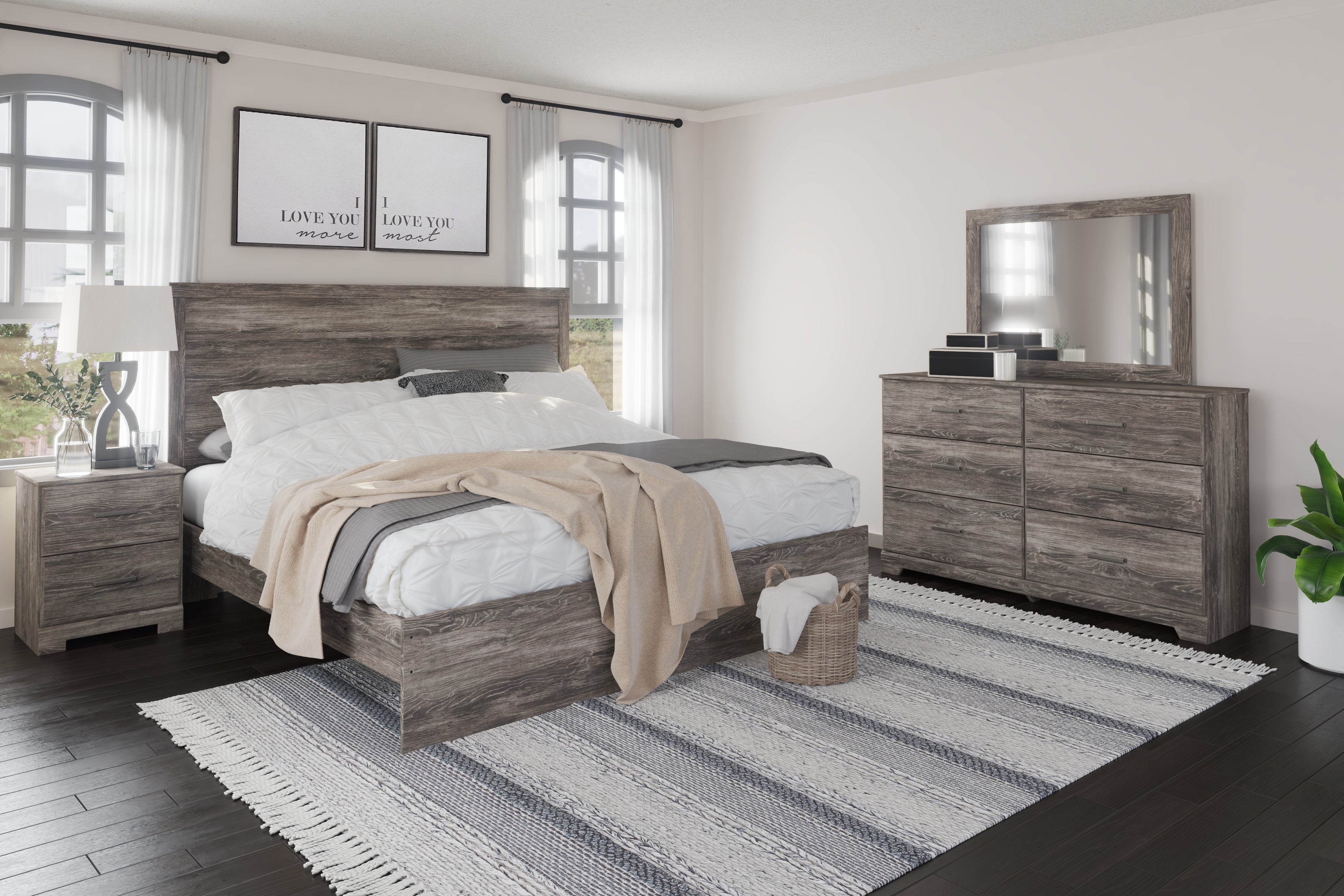 Prime Furniture - Ashley Furniture - Ralinksi Bedroom - Dresser and Mirror / Gray - B2587B1