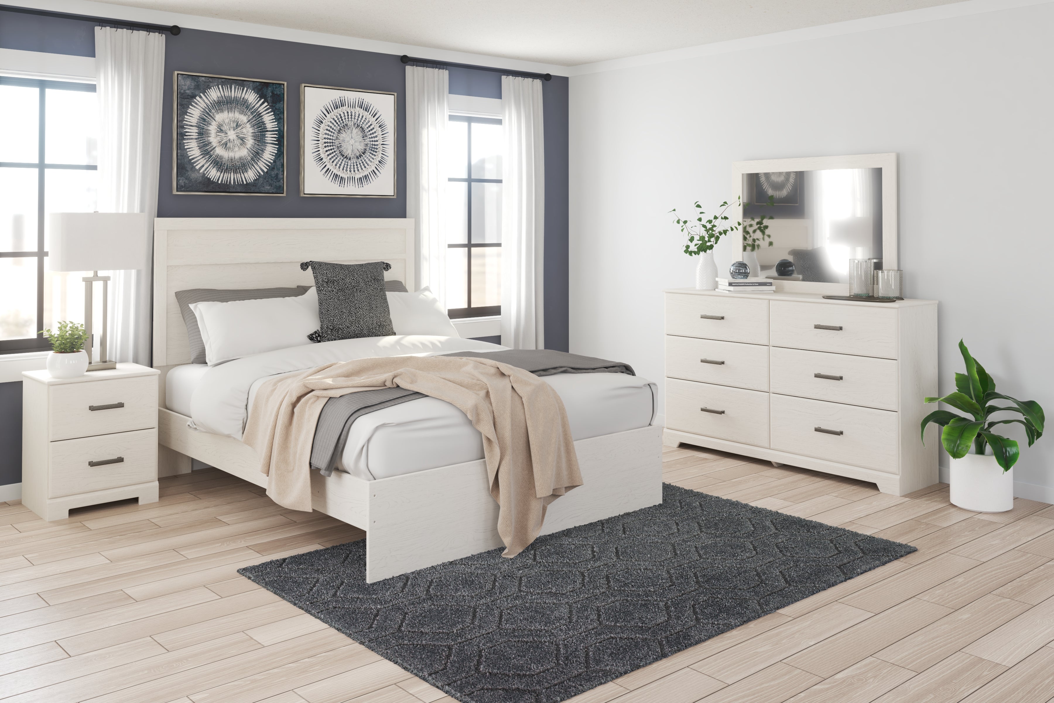 Prime Furniture - Ashley Furniture - Stelsie Bedroom - Queen Panel Bed / White - B2588B2