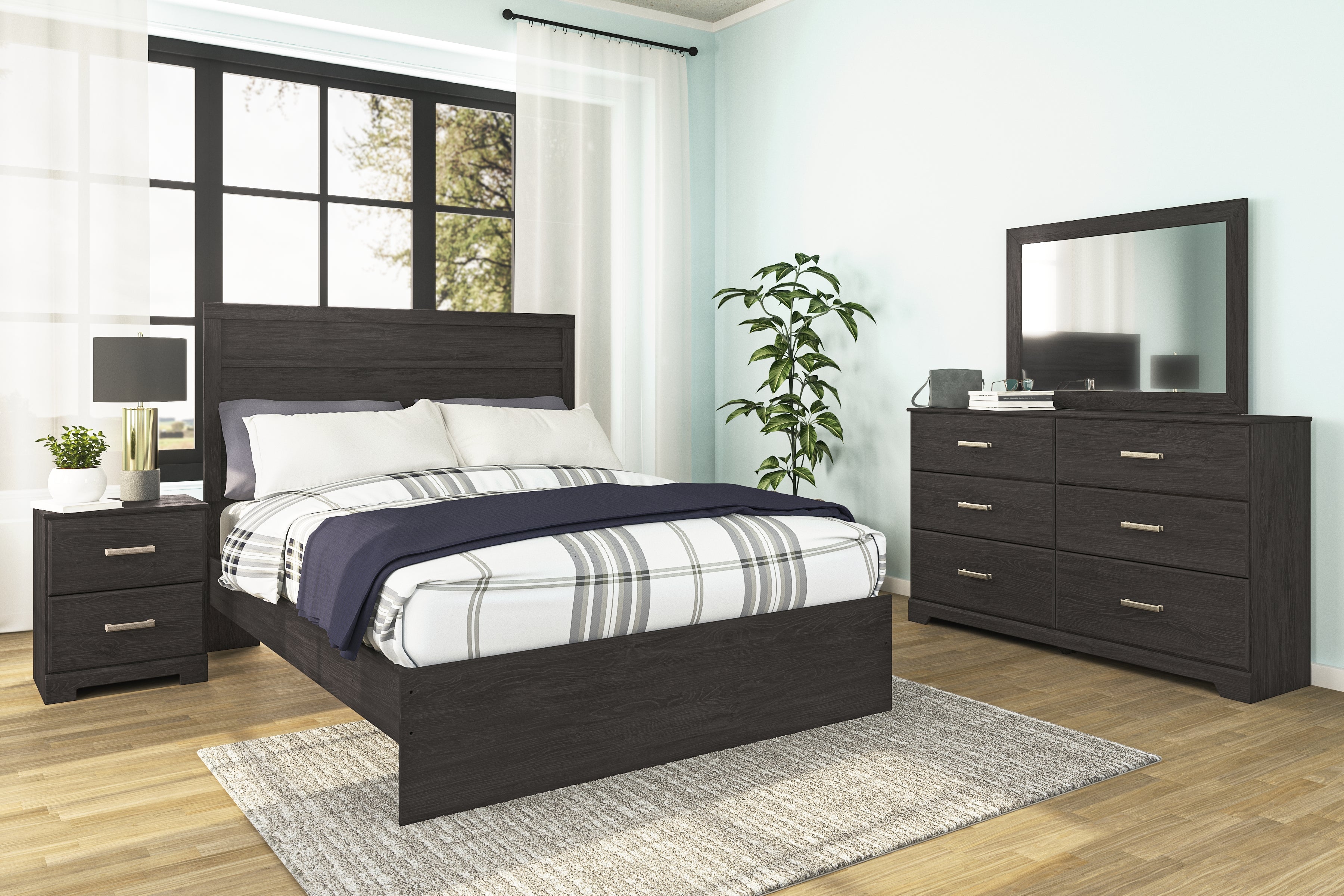 Prime Furniture - Ashley Furniture - Belachime Bedroom - Two Drawer Night Stand / Charcoal - B2589-92