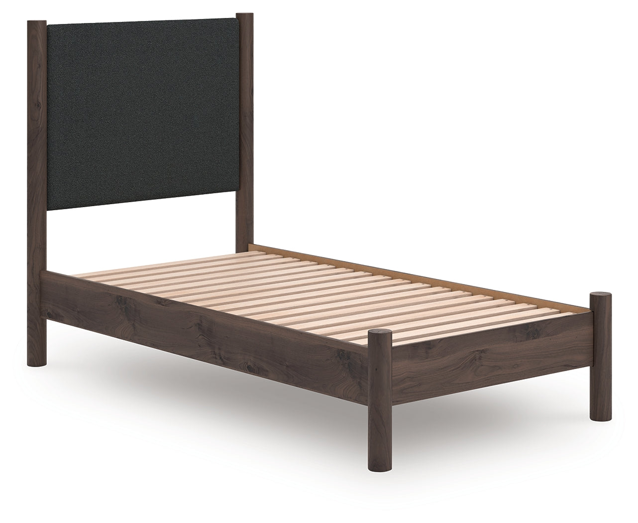 Prime Furniture - Ashley Furniture - Pamytta Bedroom - Twin Upholstered Panel Platform Bed / Brown - PCB2614B8