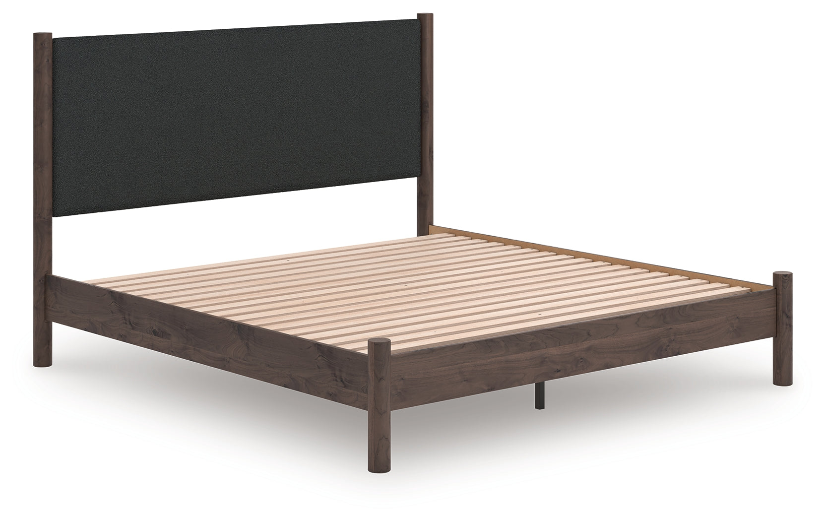 Prime Furniture - Ashley Furniture - Pamytta Bedroom - King Upholstered Panel Platform Bed / Brown - PCB2614B28