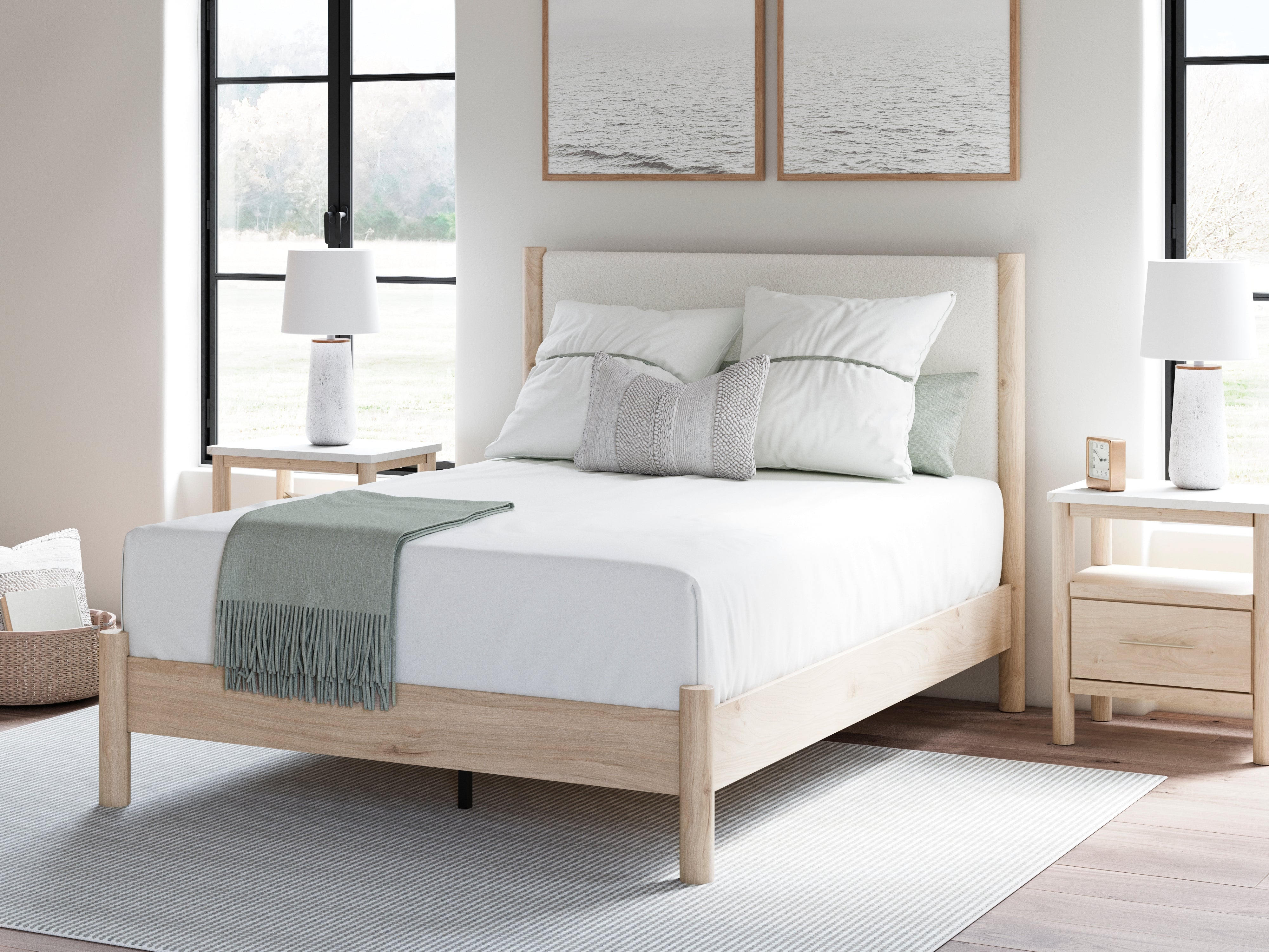 Prime Furniture - Ashley Furniture - Cadmori Bedroom - Queen Upholstered Panel Bed / Two-tone - B2615B4