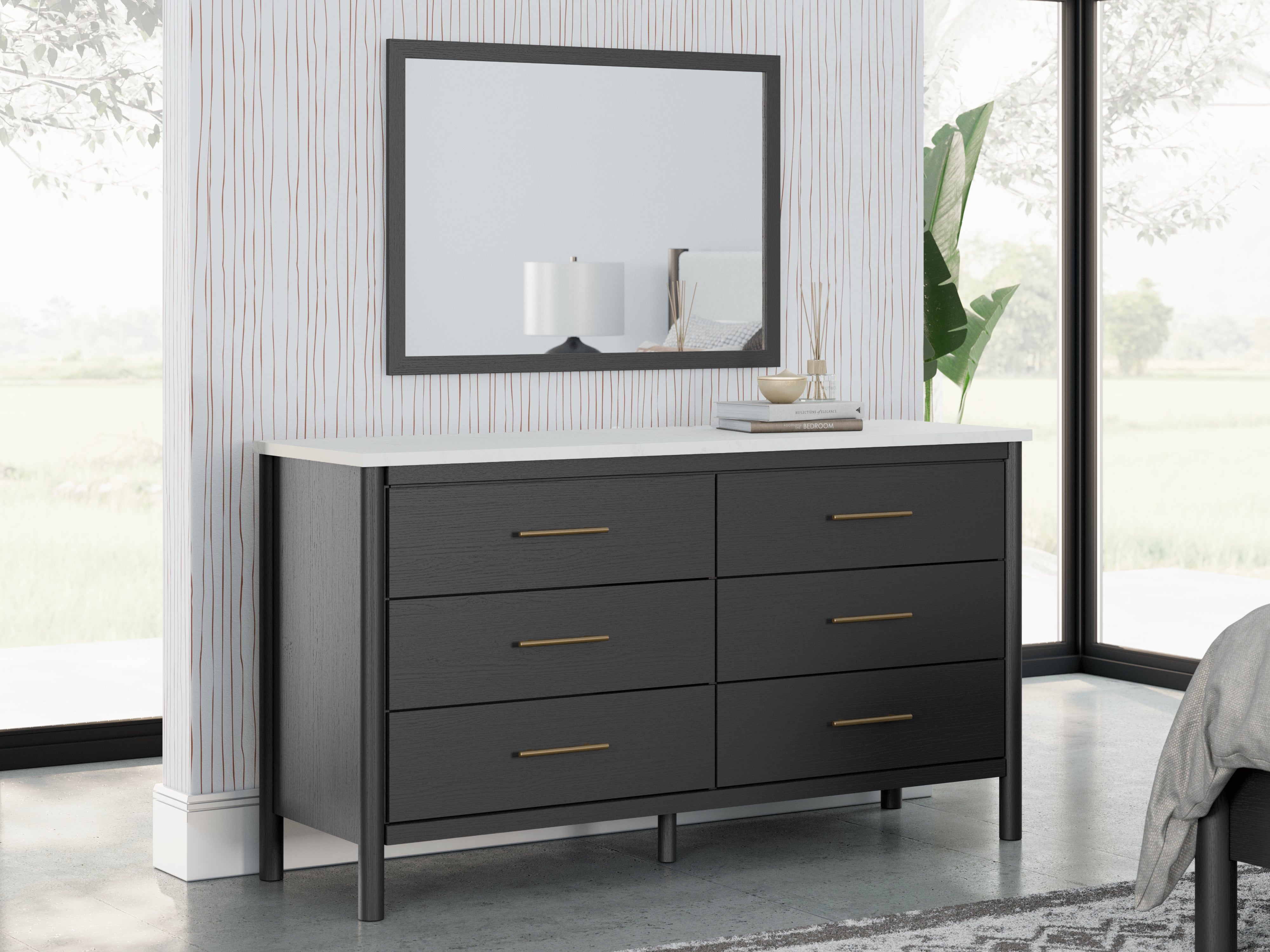 Prime Furniture - Ashley Furniture - Cadmori Bedroom - Dresser and Mirror / Black/White - B2616B1