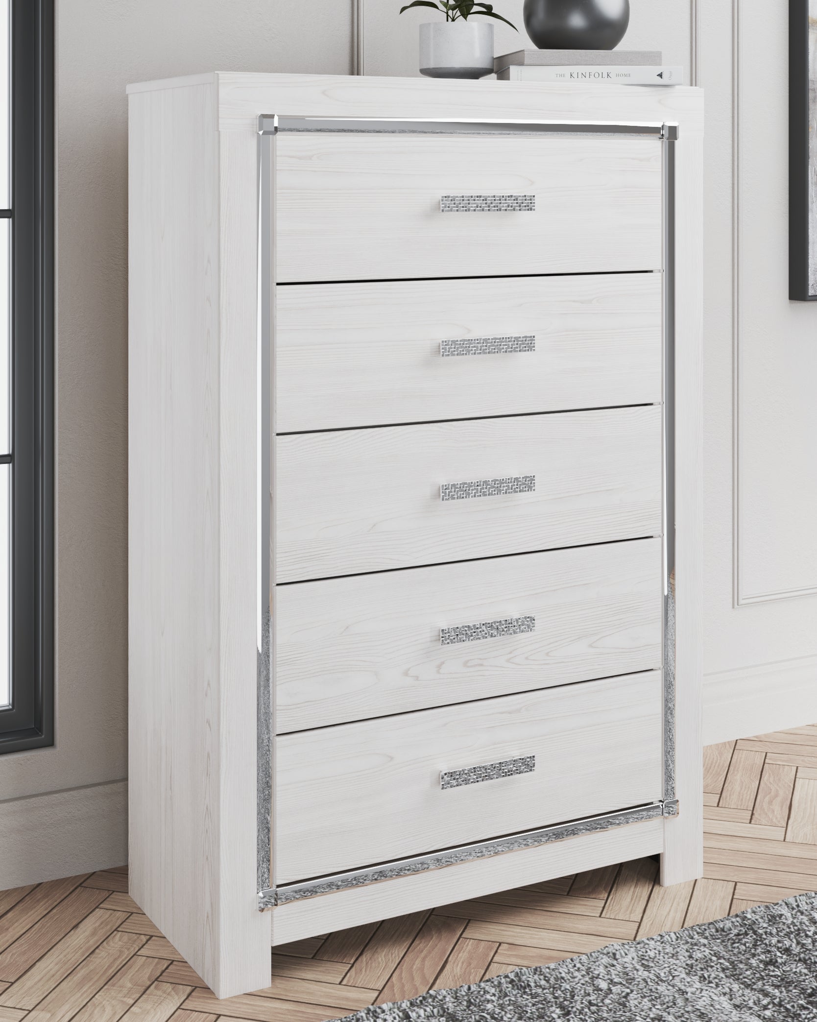 Prime Furniture - Ashley Furniture - Altyra Bedroom - Five Drawer Chest / White - B2640-46