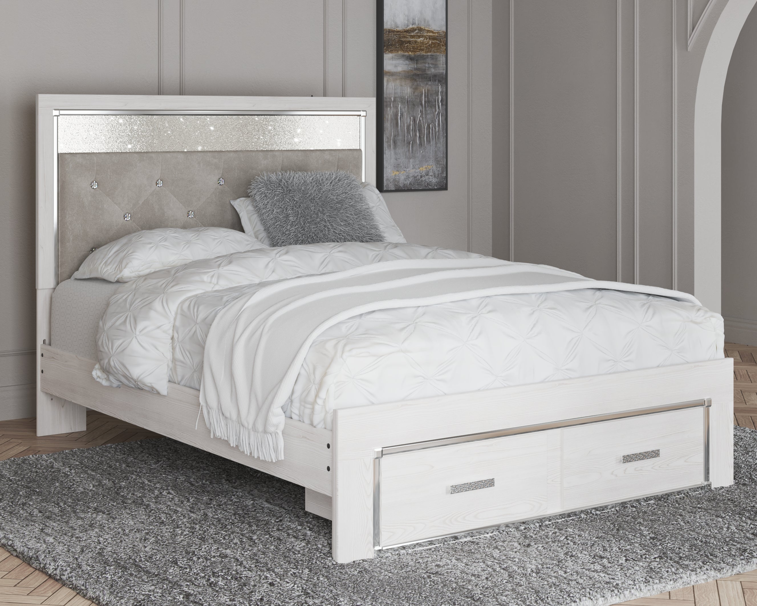Prime Furniture - Ashley Furniture - Altyra Bedroom - Queen Upholstered Storage Bed / White - B2640B17